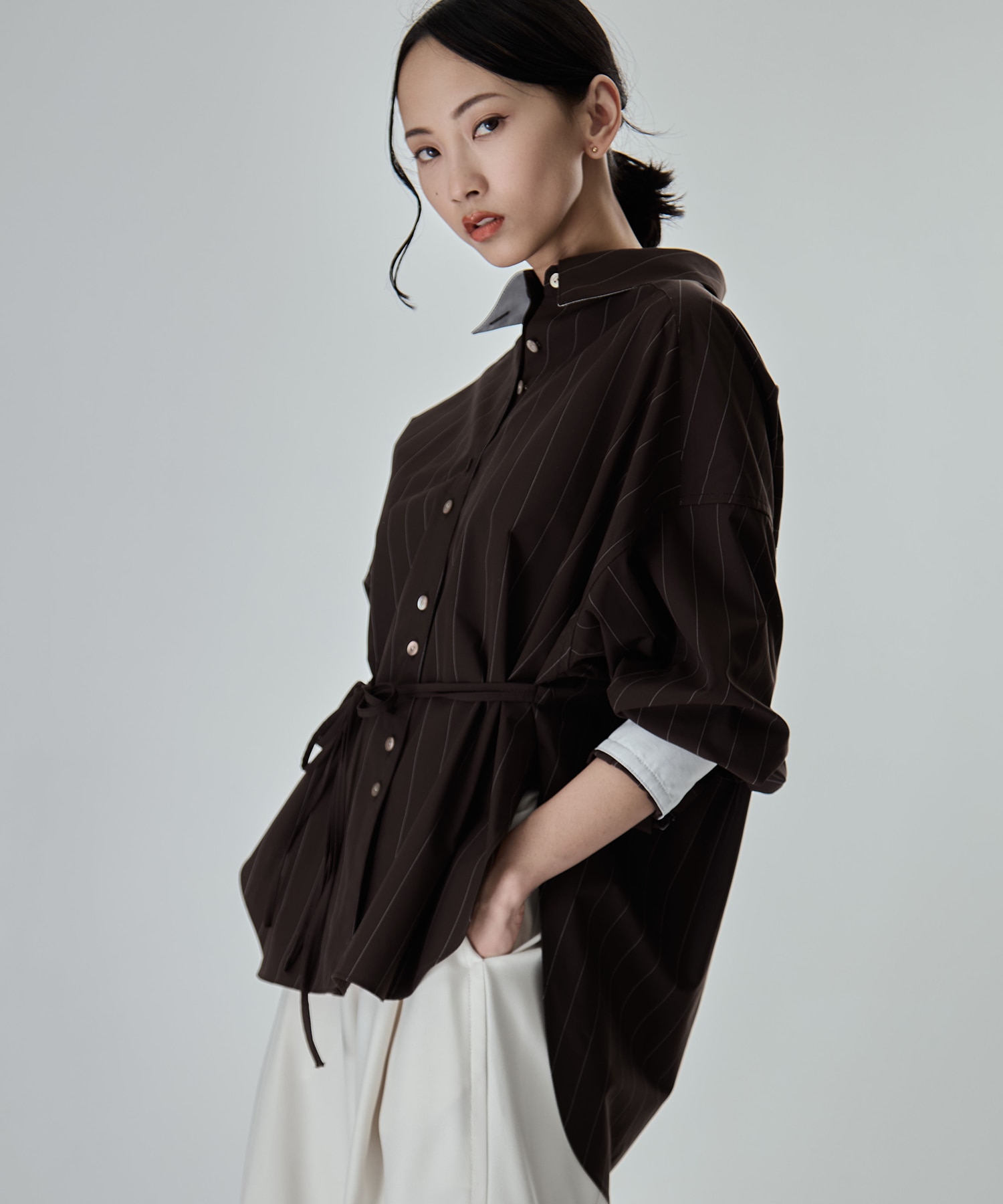 Wide Stripe 2way Shirt STUDIOUS