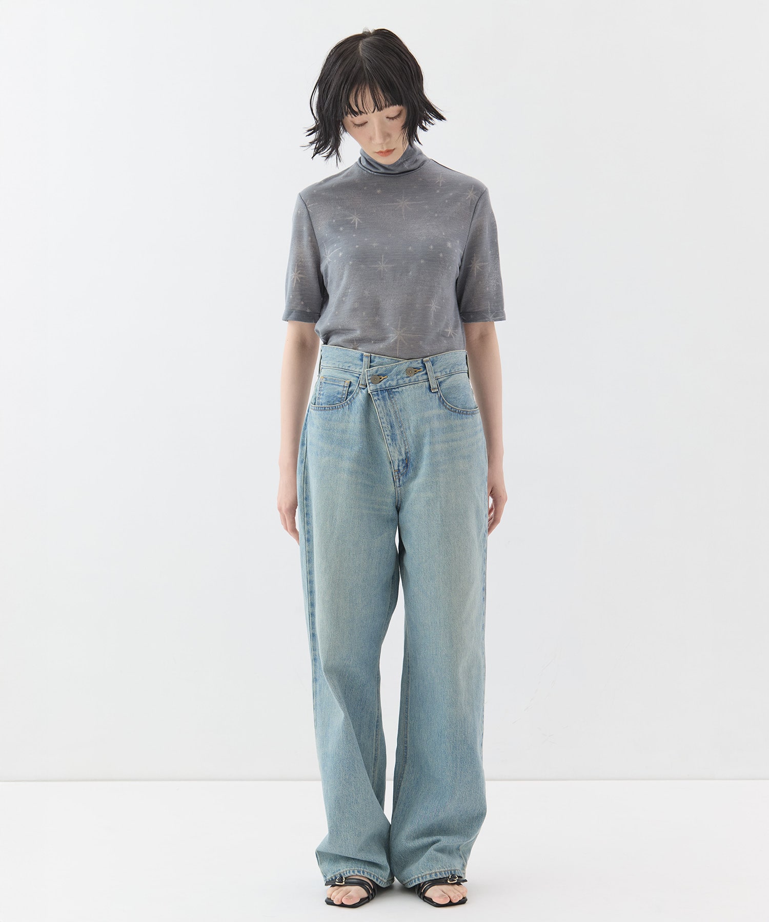 Starry Jersey Short Sleeve Sheer Top Mame Kurogouchi