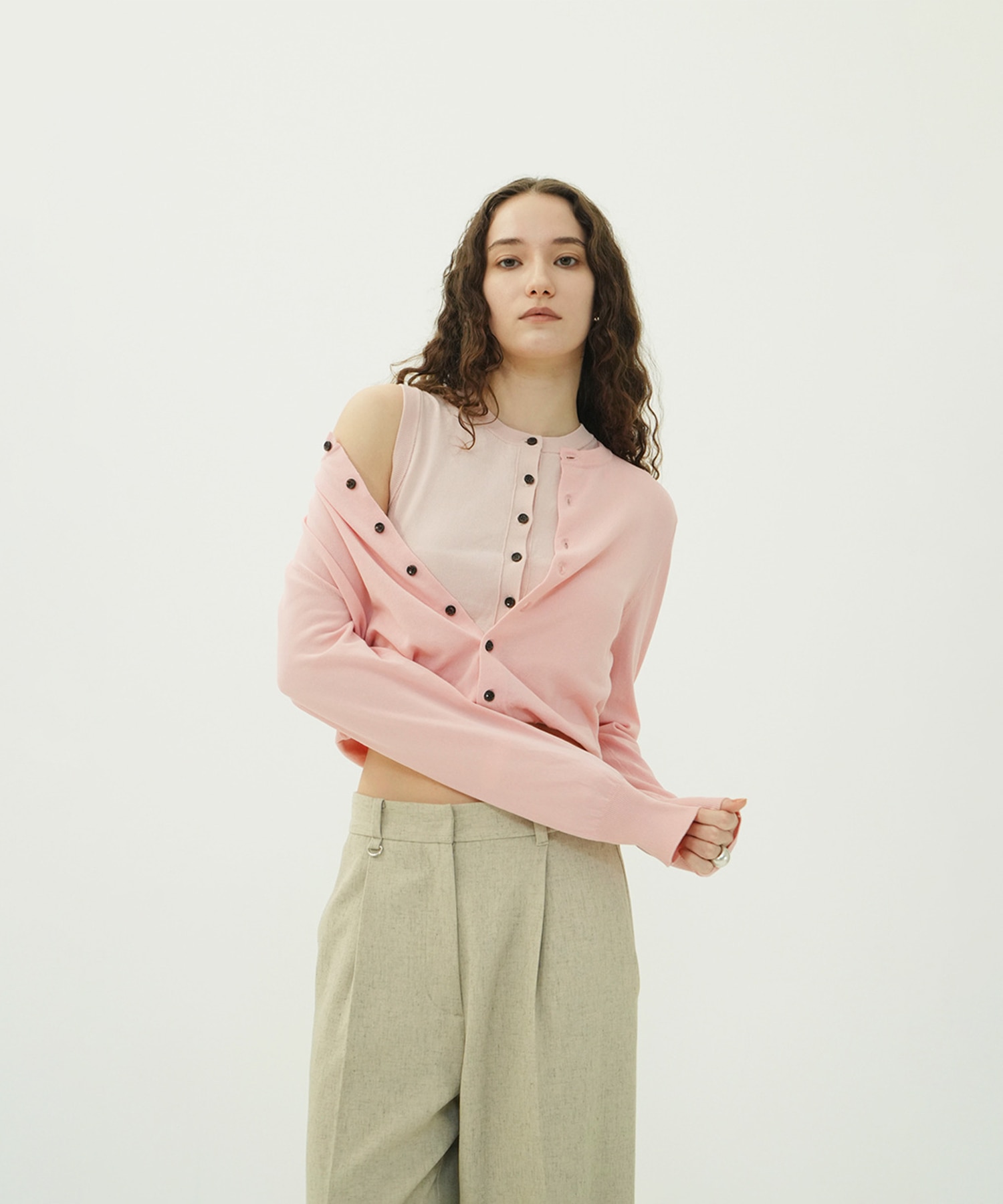 W LAYERED KNIT CARDIGAN CLANE