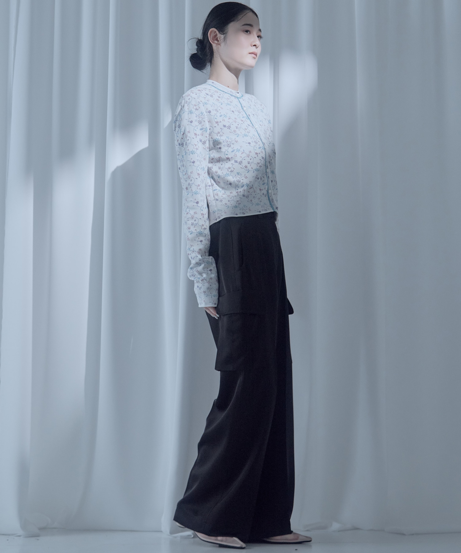 Floral Motif Glitter Knit Cardigan Mame Kurogouchi