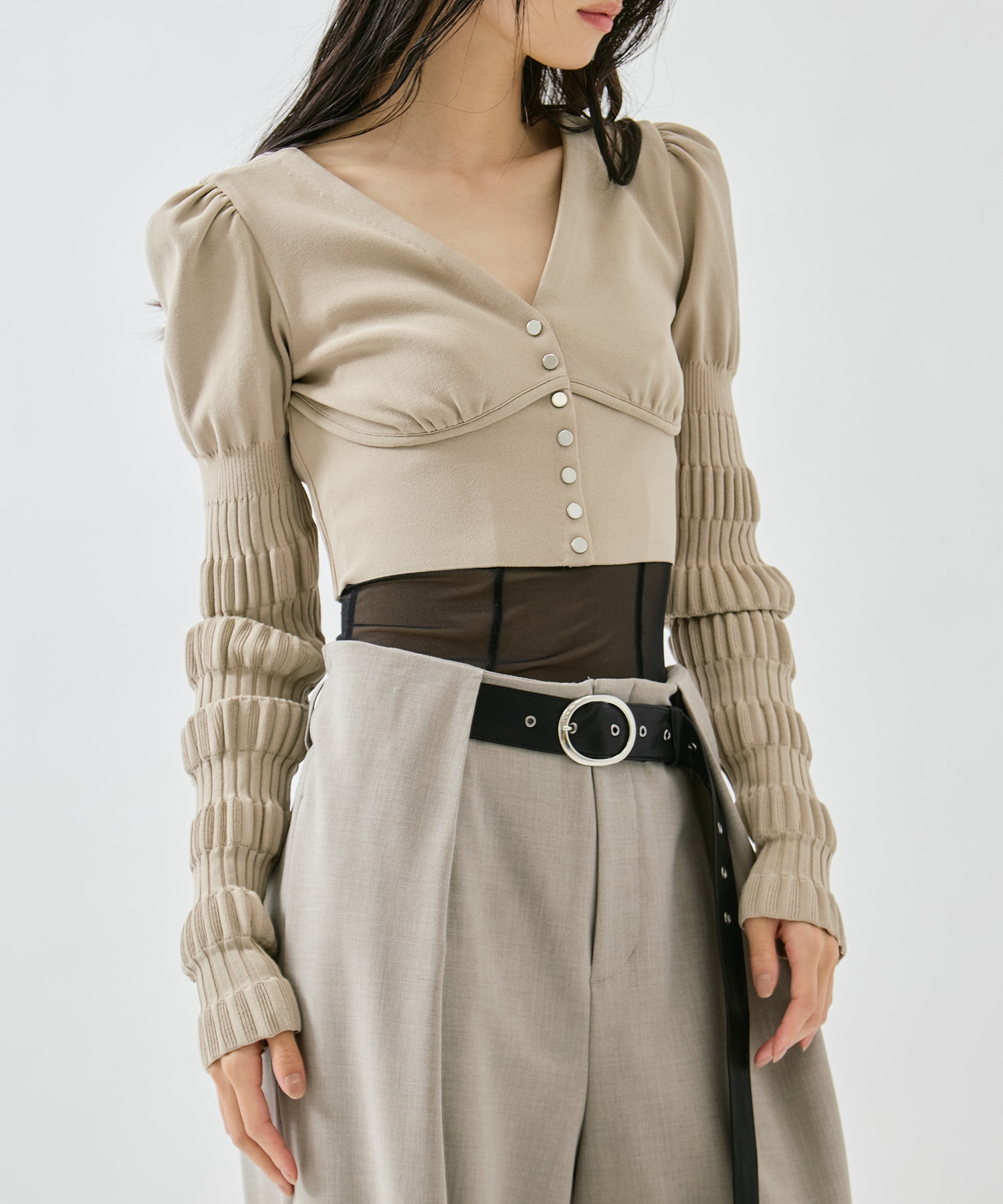 別注 STRIPE KNIT SHORT CARDIGAN FETICO