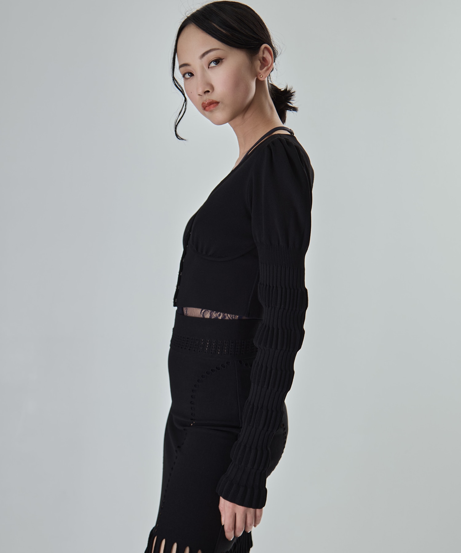 別注 STRIPE KNIT SHORT CARDIGAN FETICO