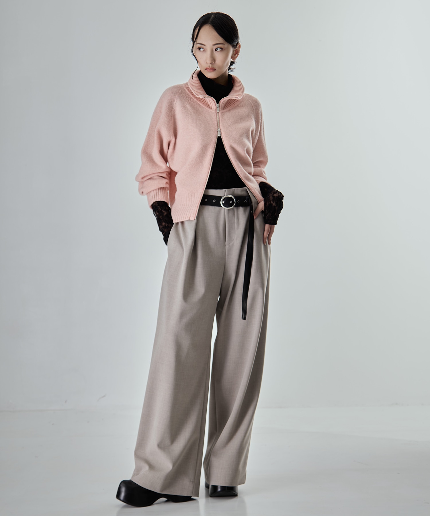 Belted Stretch Trousers STUDIOUS
