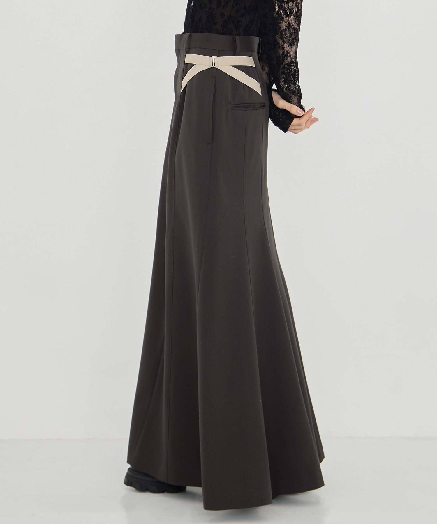 WOOL DOBBY SIDE STRAP SKIRT JOHN LAWRENCE SULLIVAN