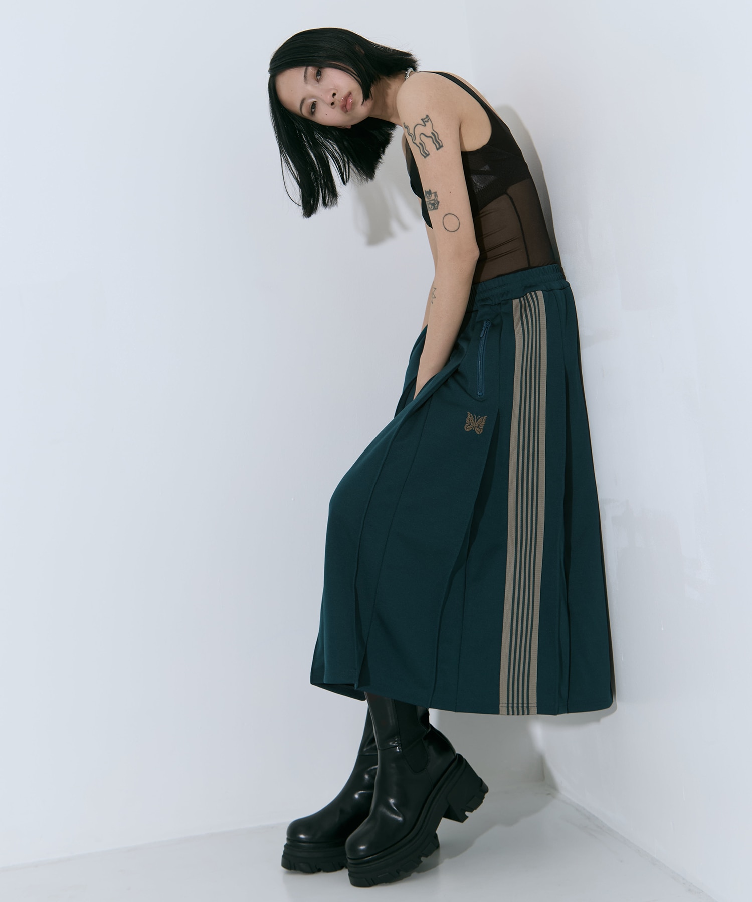 Pleated Track Skirt - Poly Smooth 