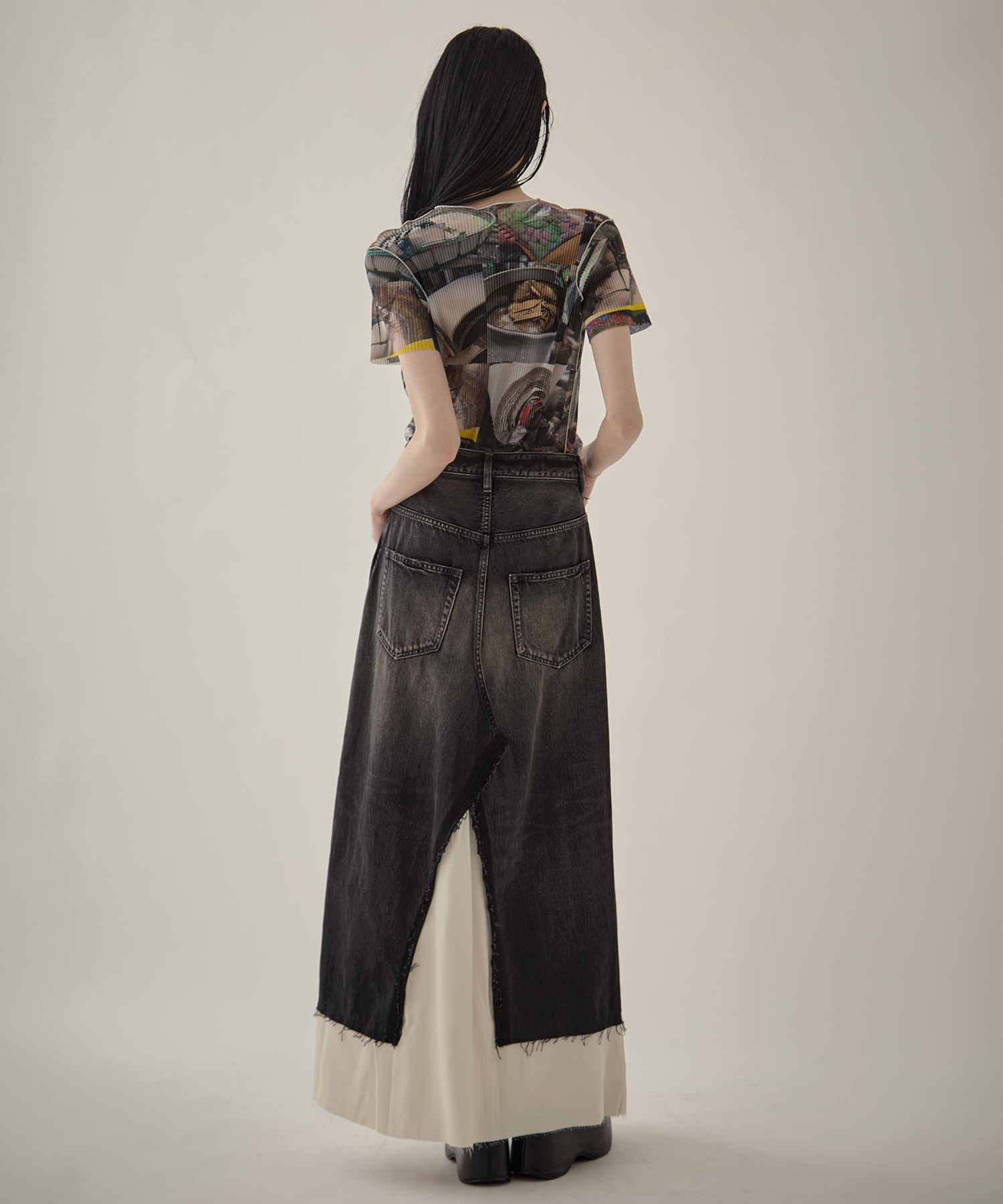 DENIM PANTS COMBINED SKIRT Maison MIHARA YASUHIRO