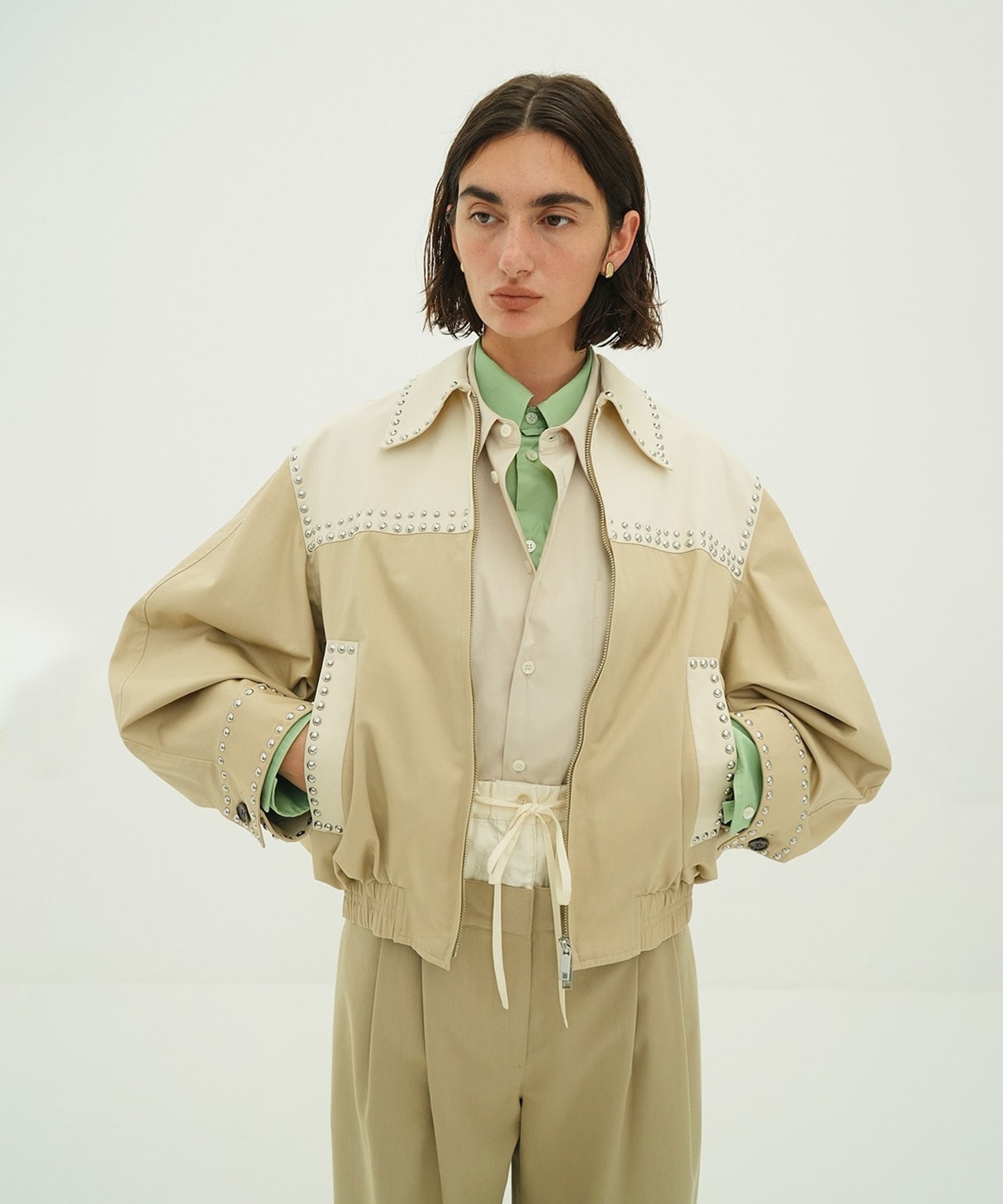 W COLOR STUDDED DRIZZLER JACKET CLANE