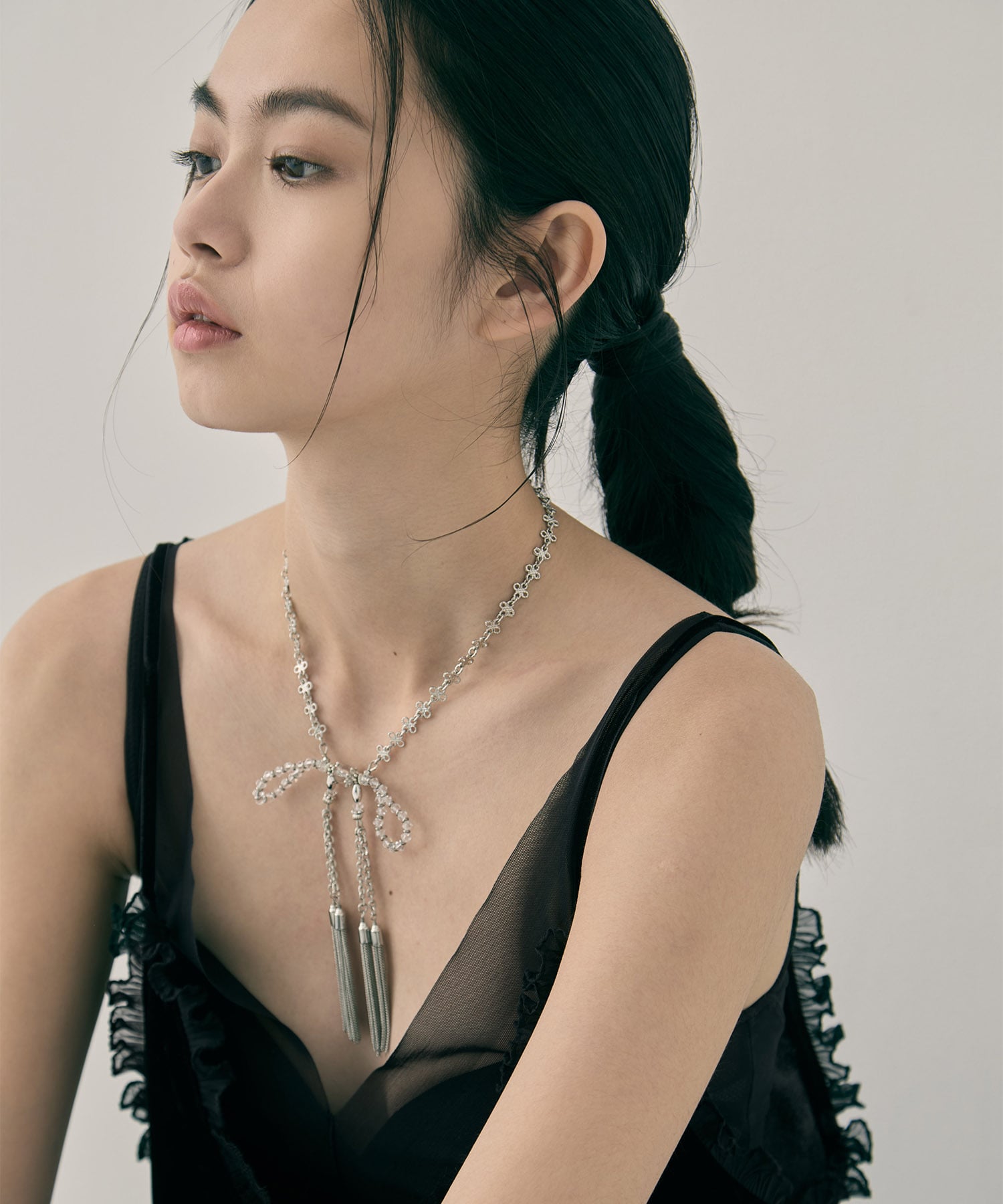 crystal ribbon chain necklace tanakadaisuke