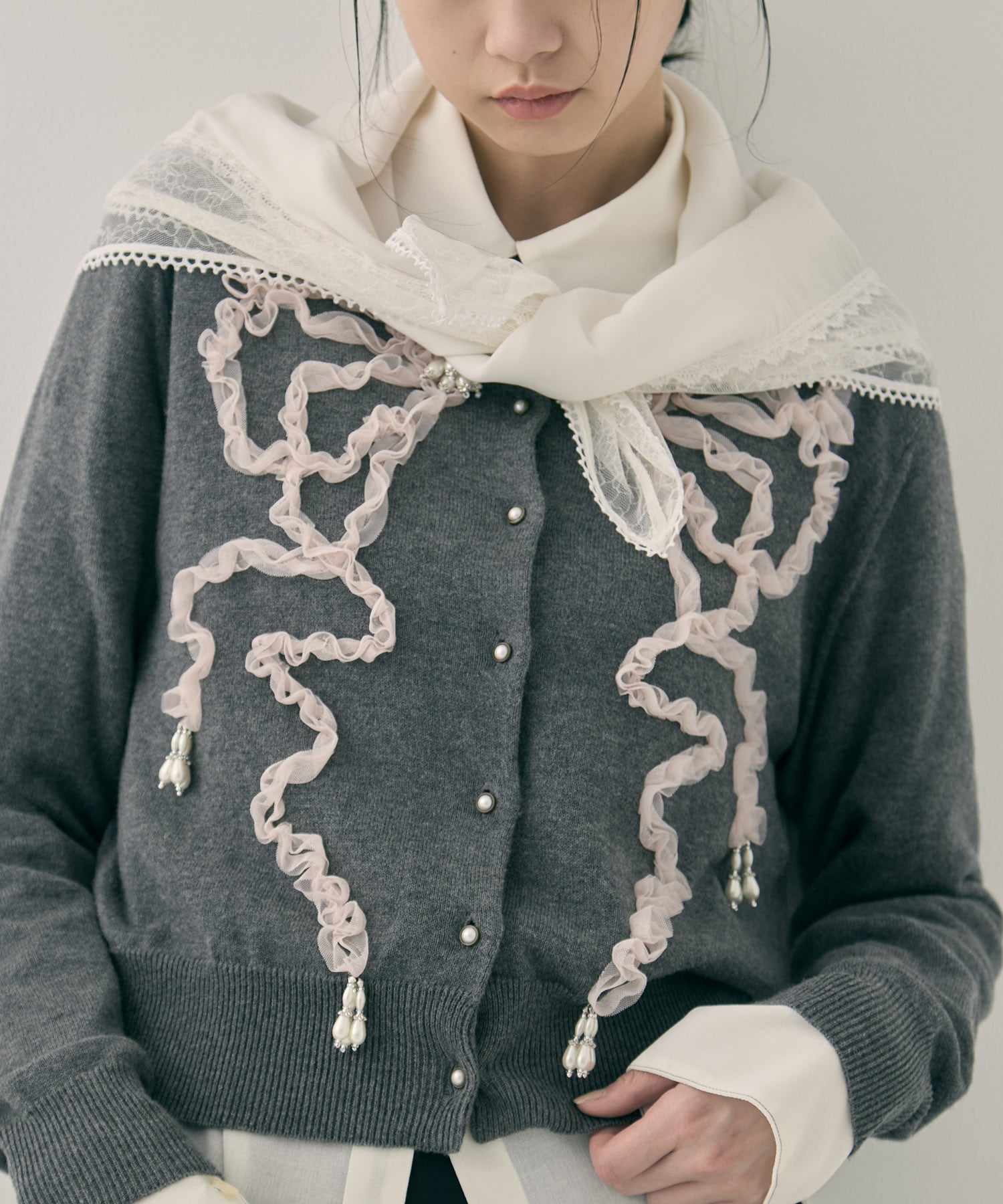 flower lace frame scarf tanakadaisuke
