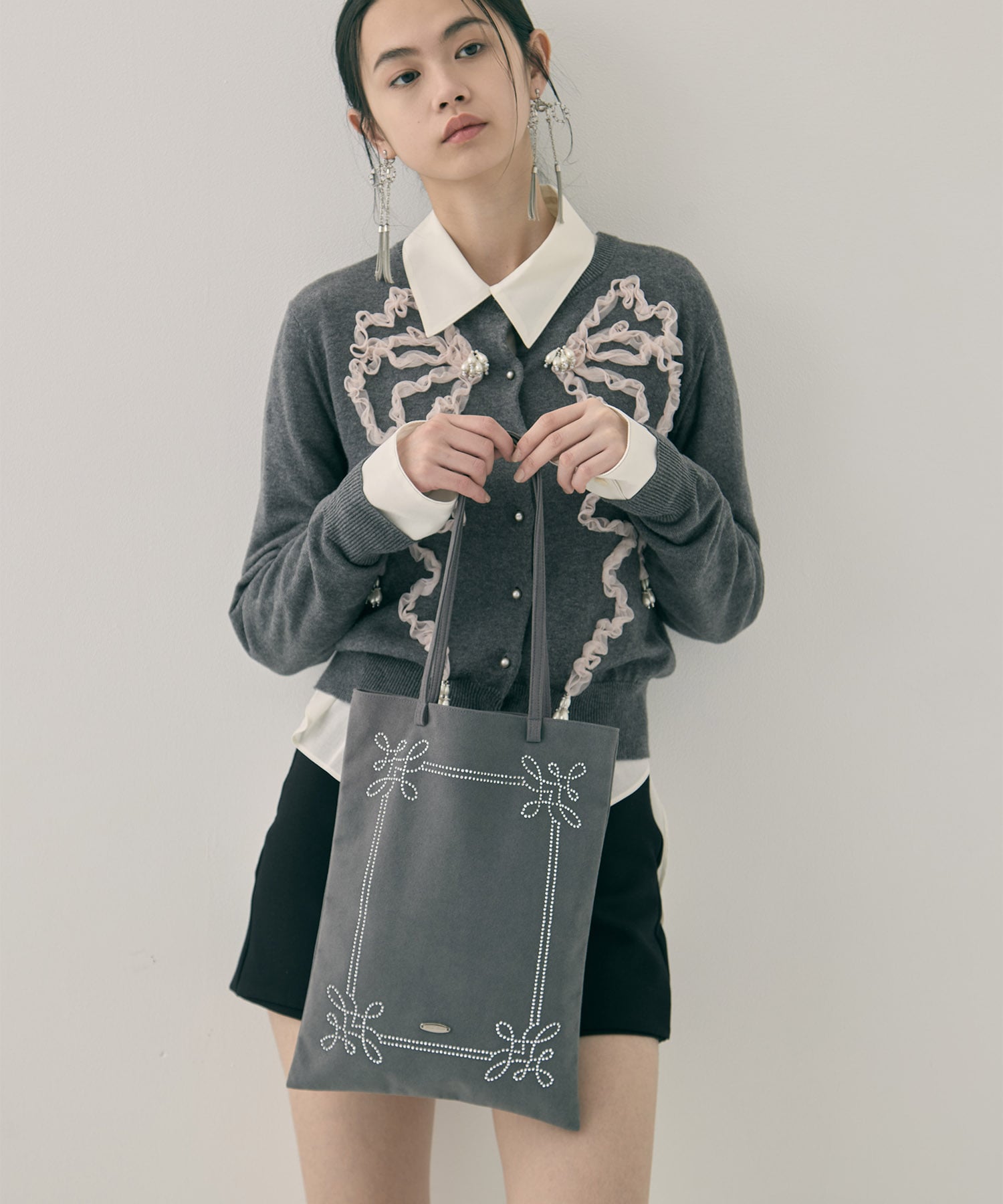Rhinestone frame tote bag tanakadaisuke