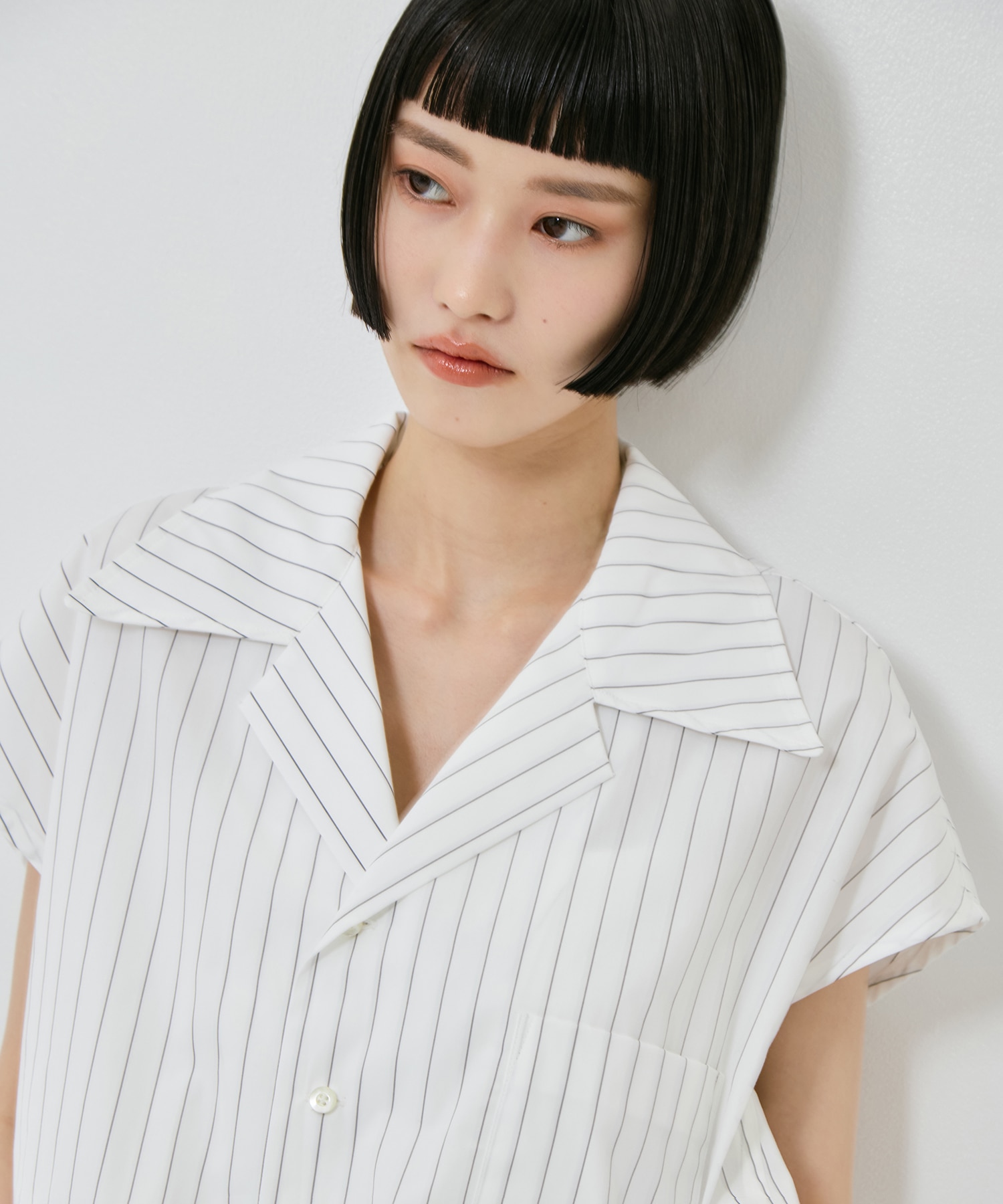 Open Collar Cropped Shirt UJOH