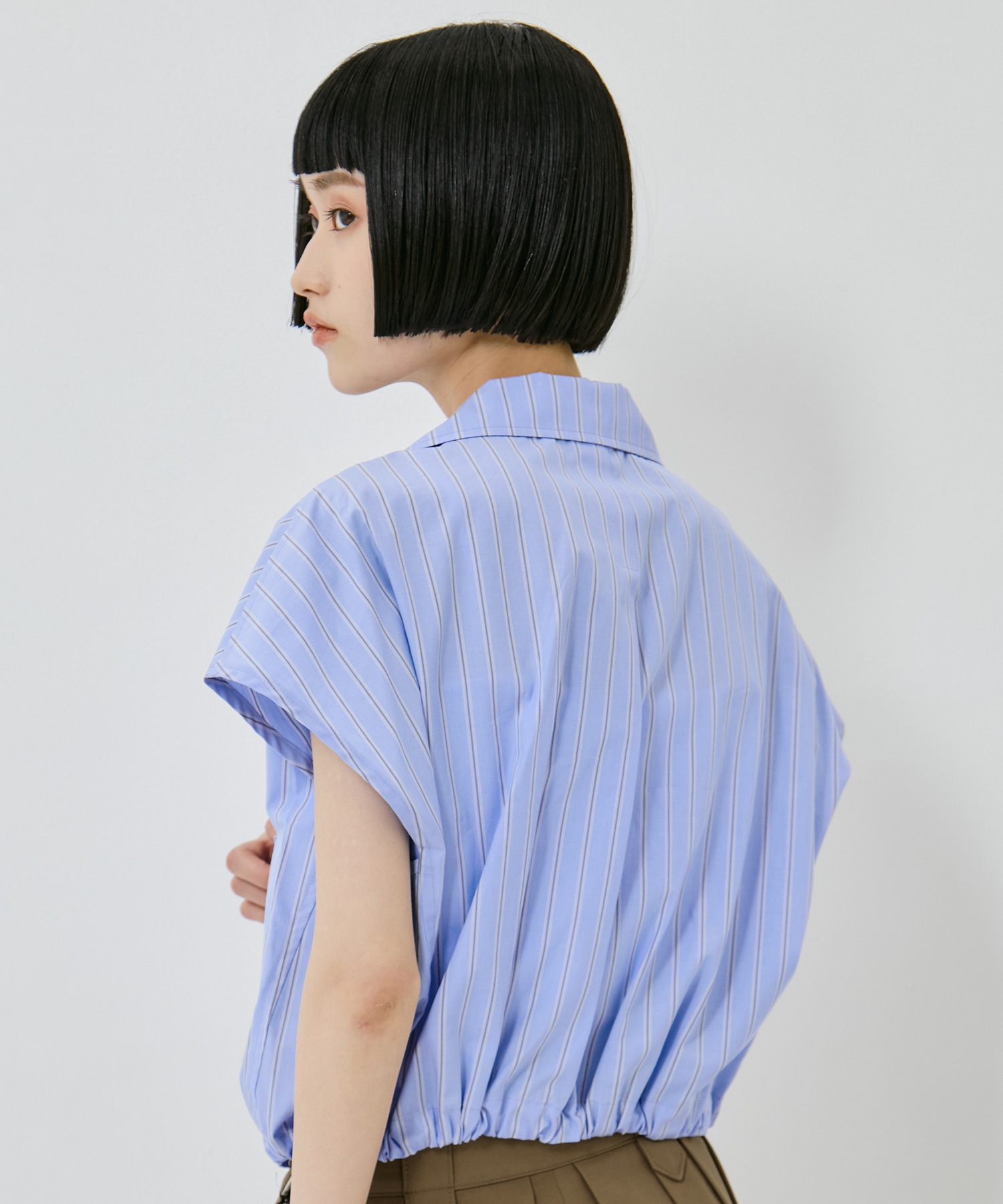 Open Collar Cropped Shirt UJOH