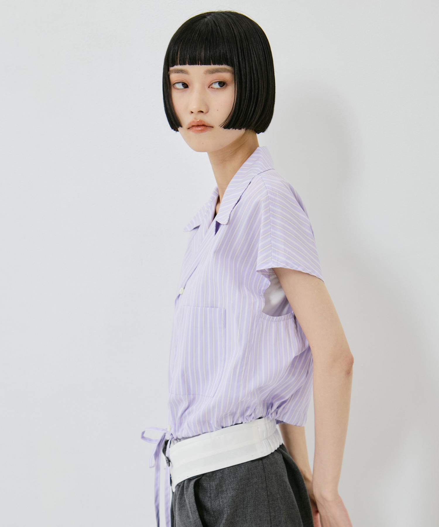 Open Collar Cropped Shirt UJOH