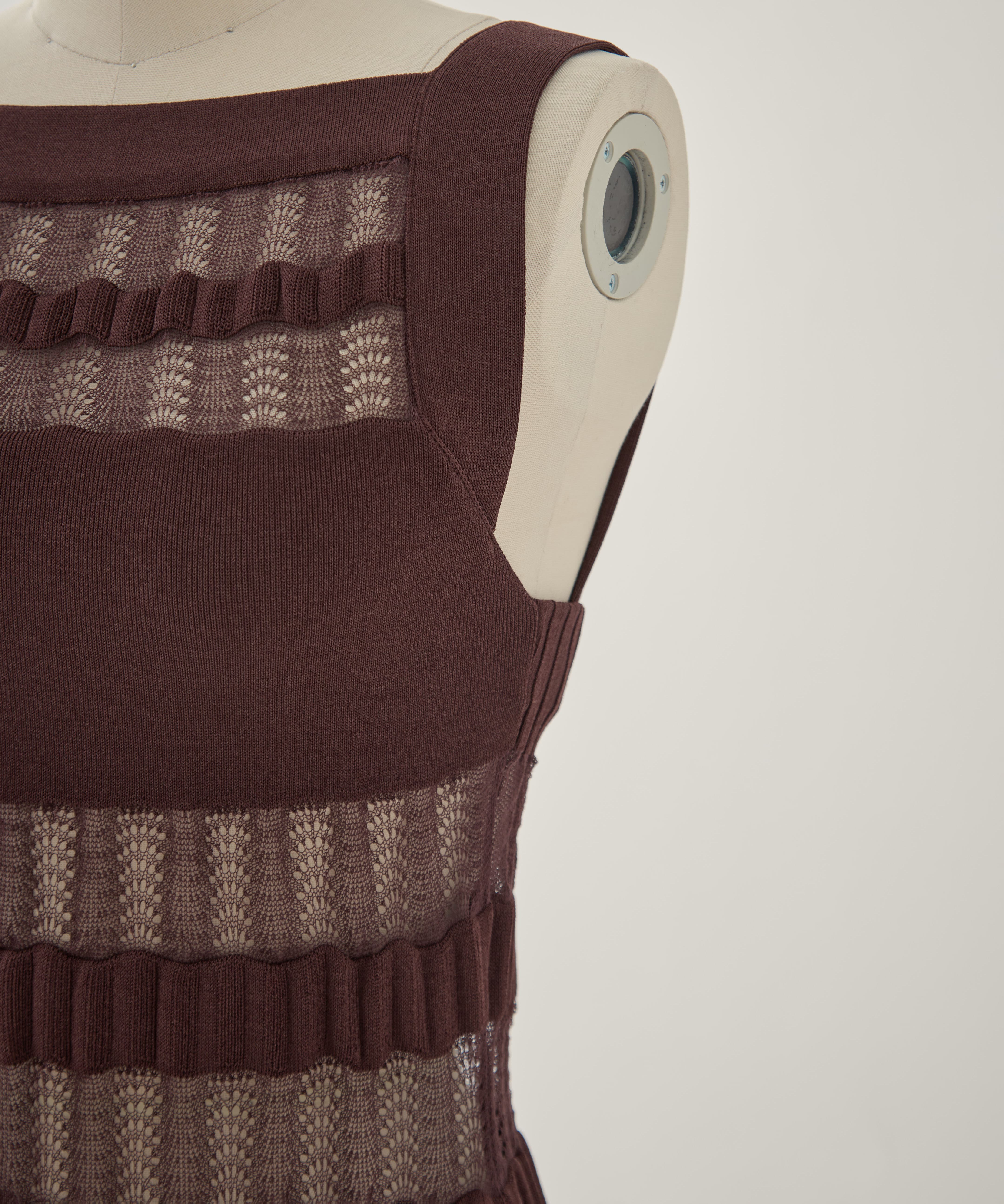 SHEER STRIPE KNIT LONG DRESS FETICO