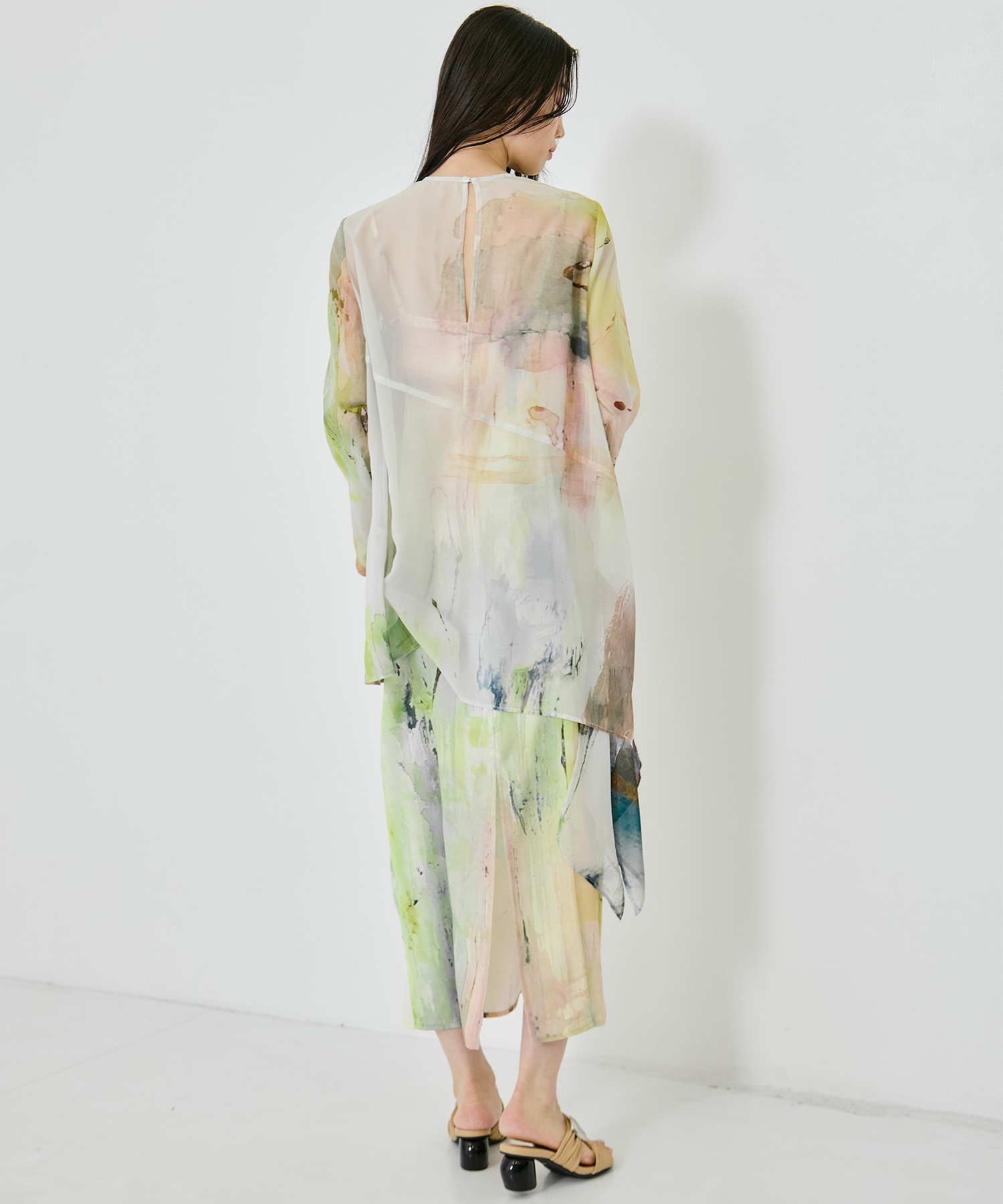 PAINTED TEXTURE ART LAYERED DRESS AMERI