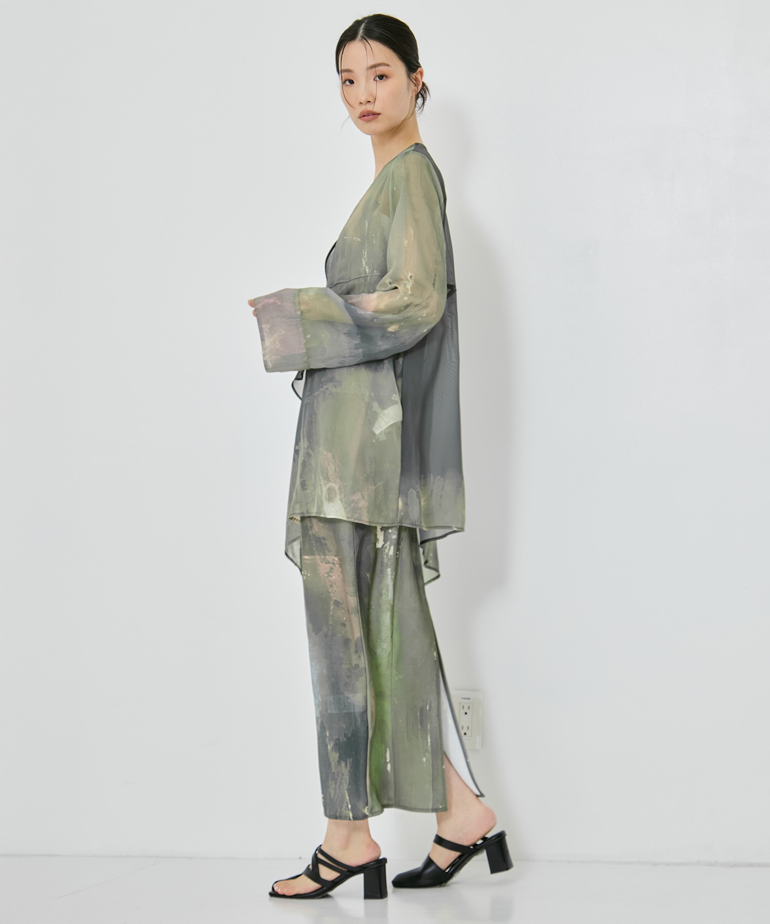 PAINTED TEXTURE ART LAYERED DRESS AMERI