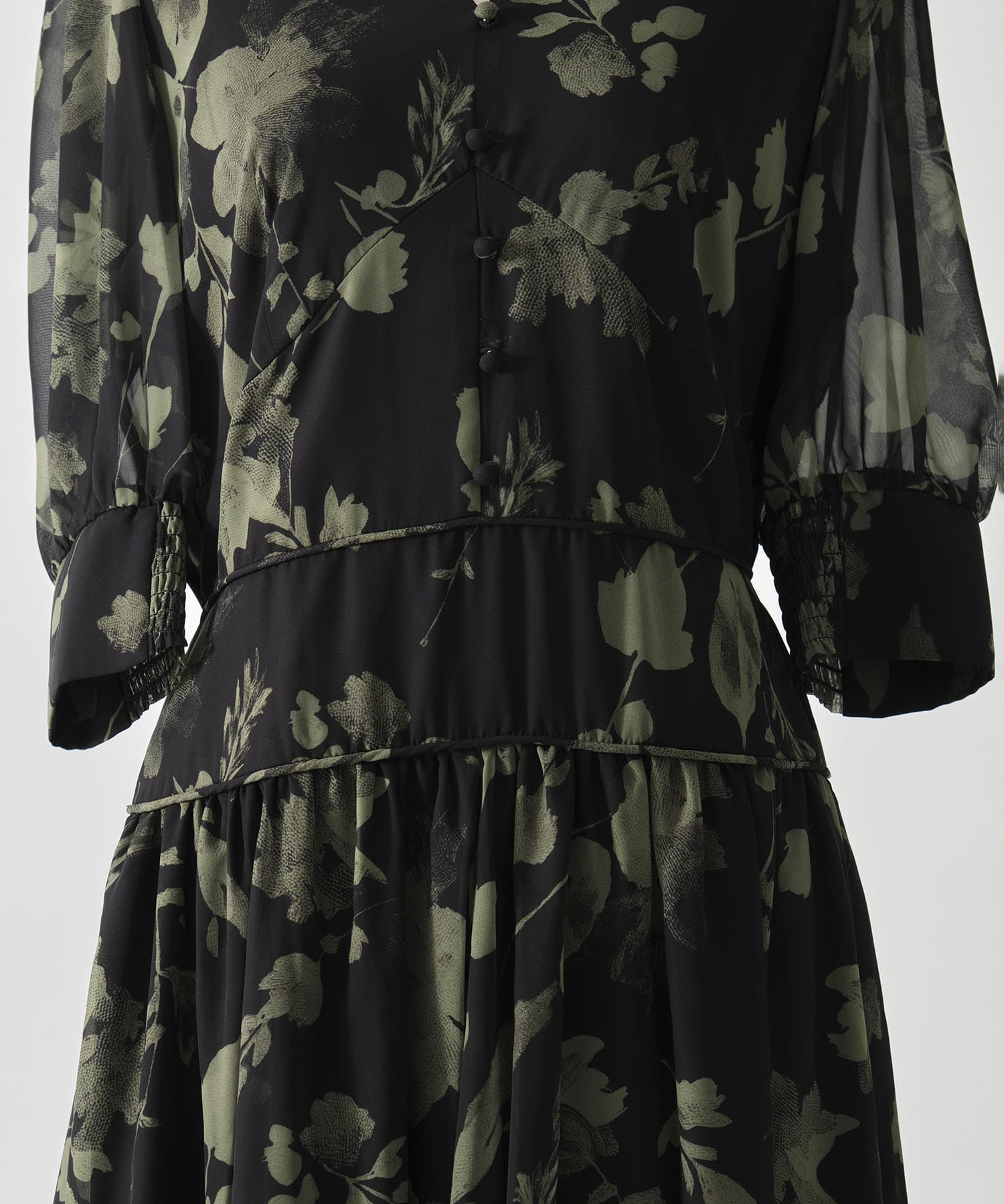 GRAINY FLOWER CHIFFON DRESS AMERI