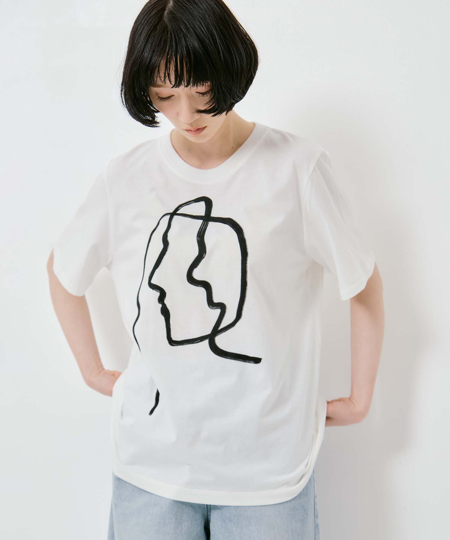 Line portrait T-shirt AKIRANAKA