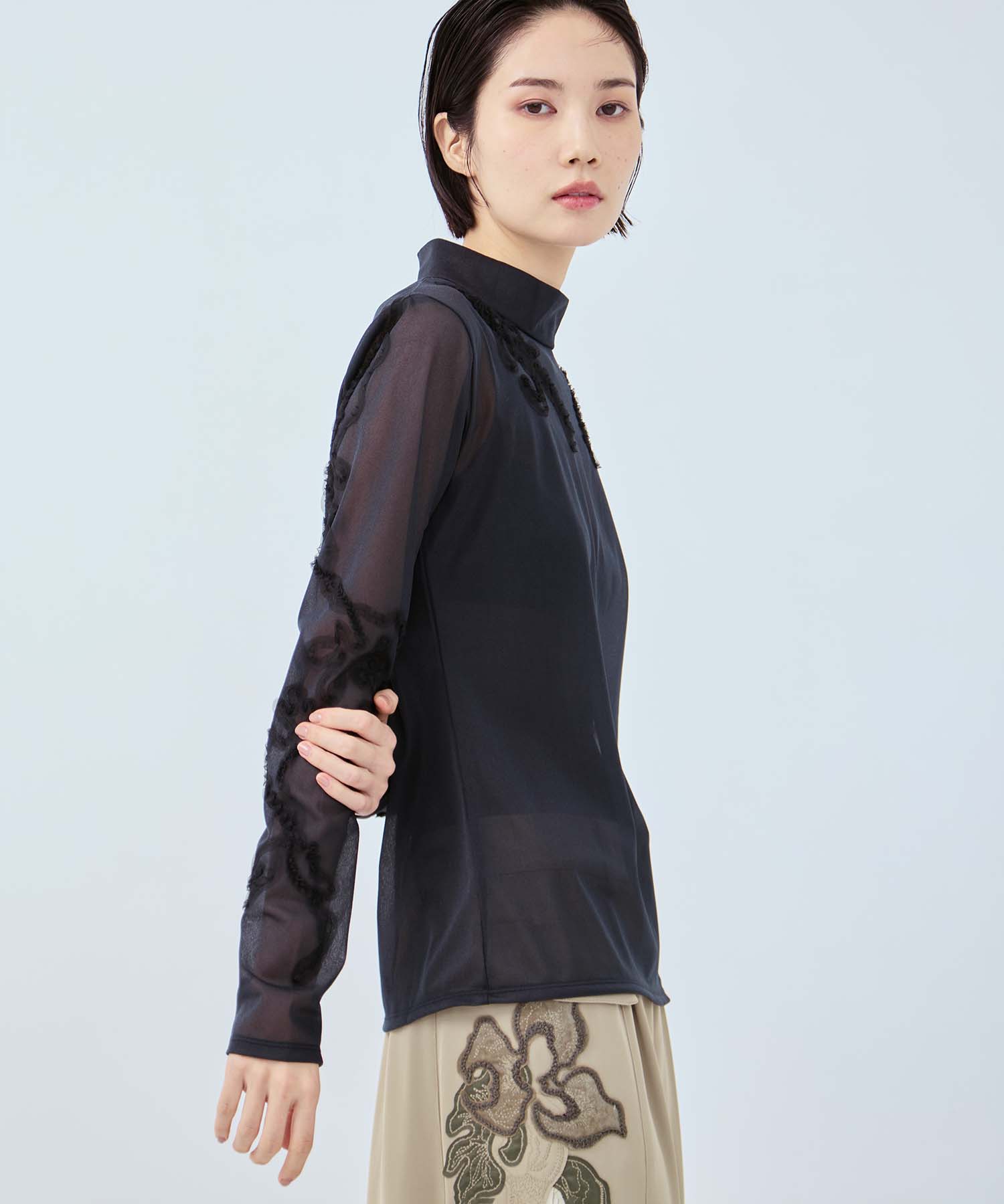 別注Moon road embroidered sheer top MURRAL