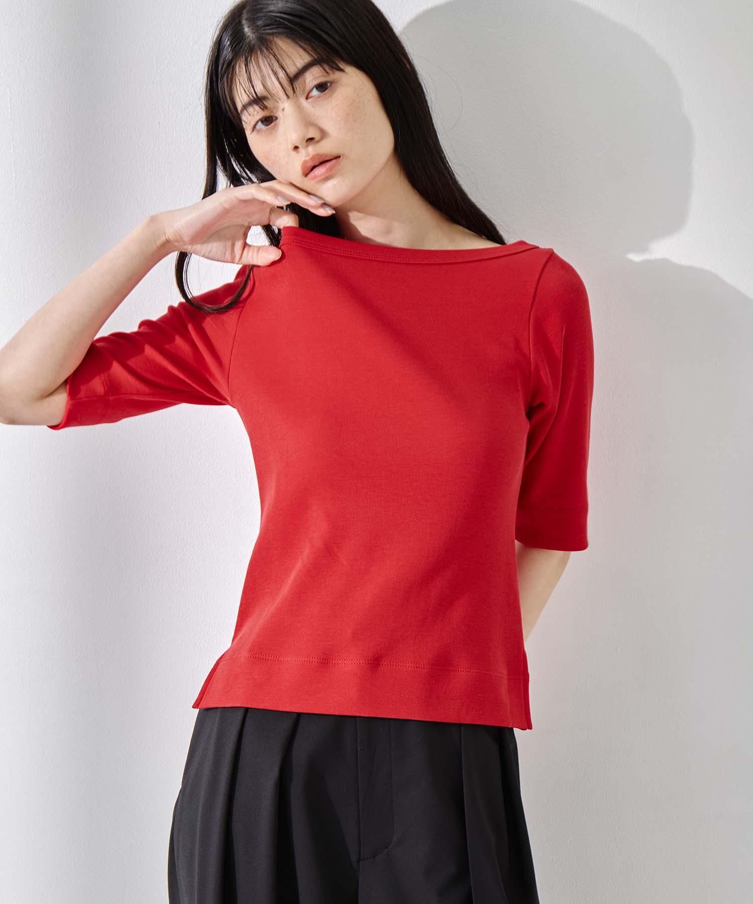 Luxury Cotton Boat Neck Tee 