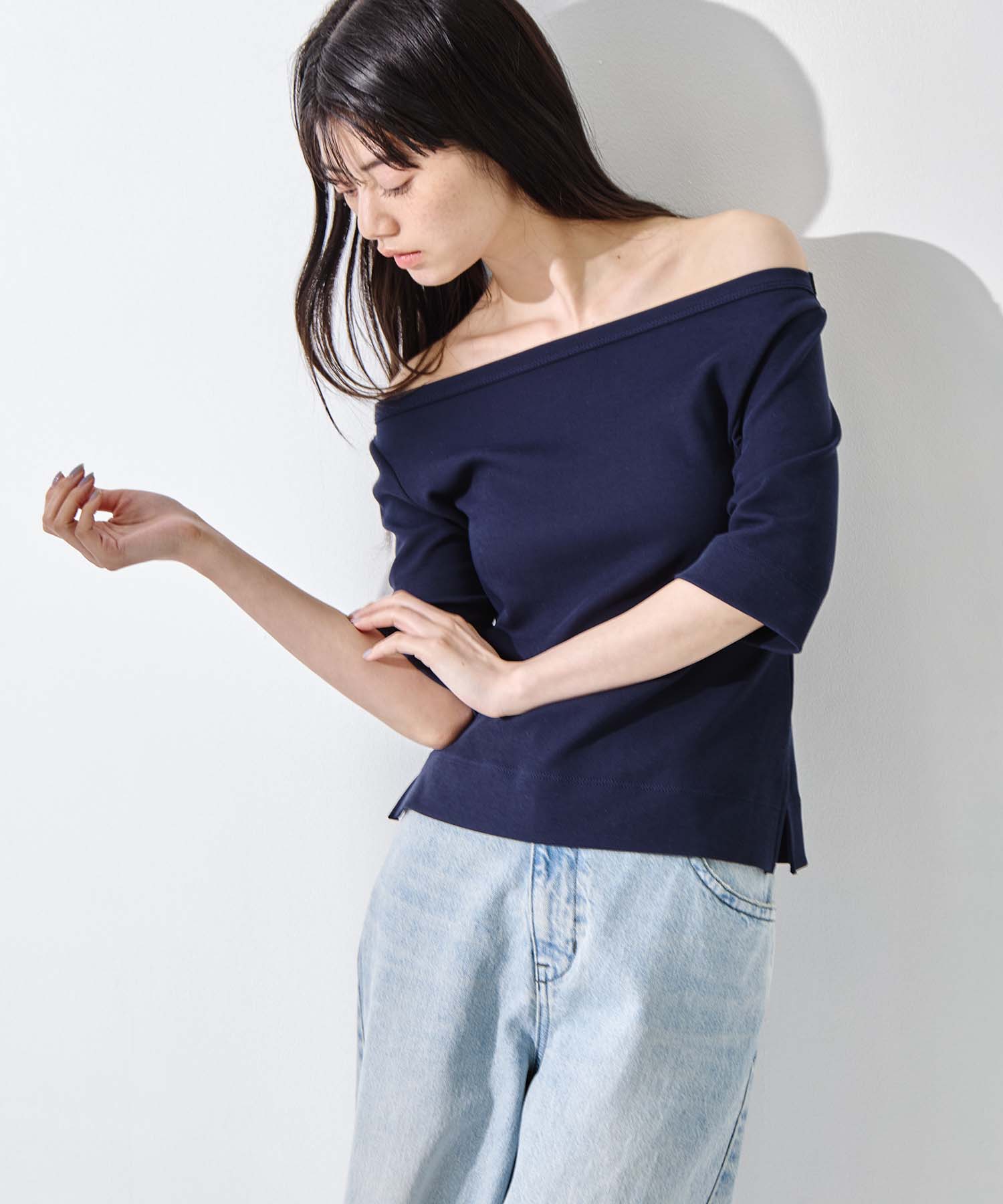 Luxury Cotton Boat Neck Tee 