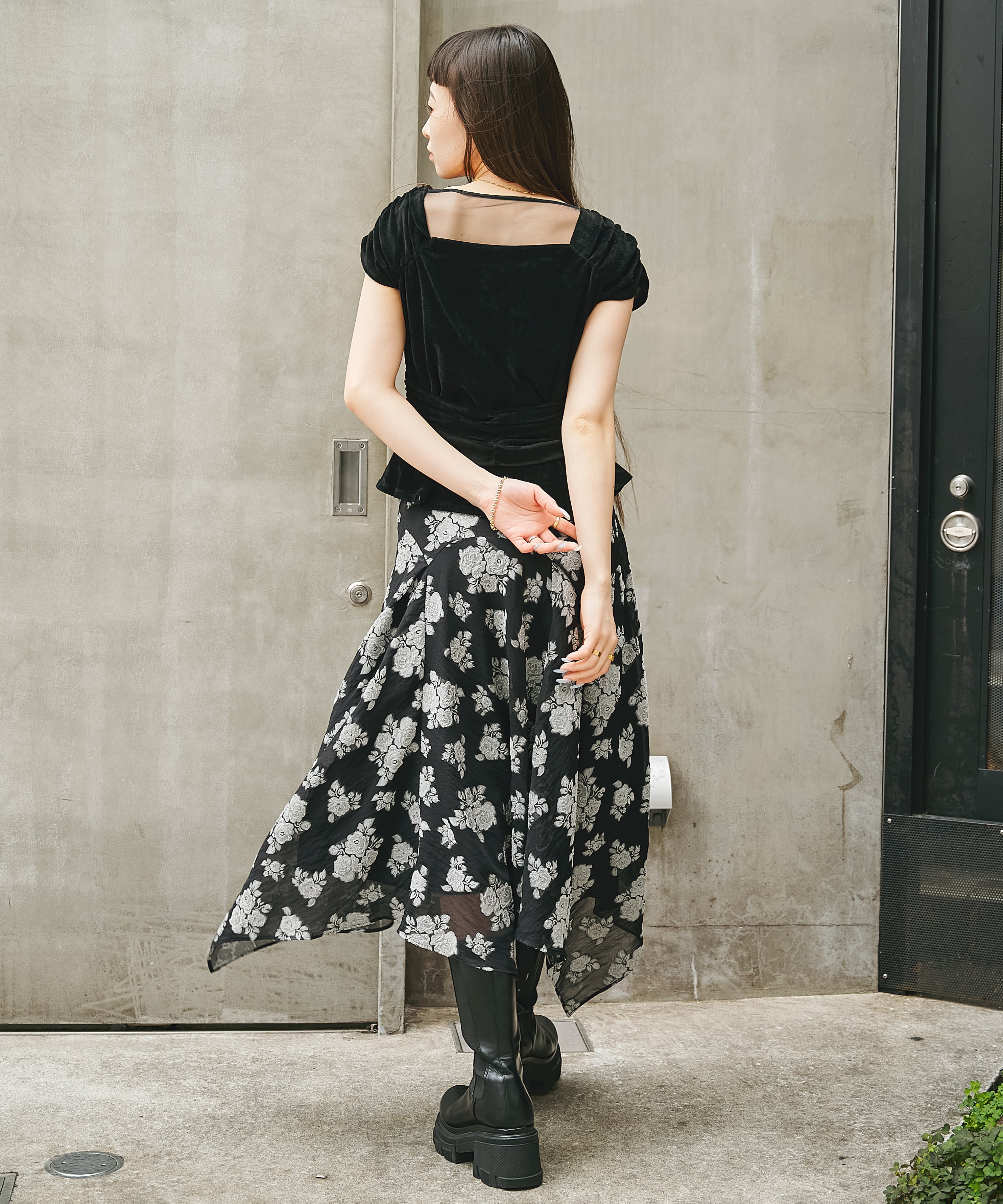 VELVET TULLE GATHERED TOP FETICO