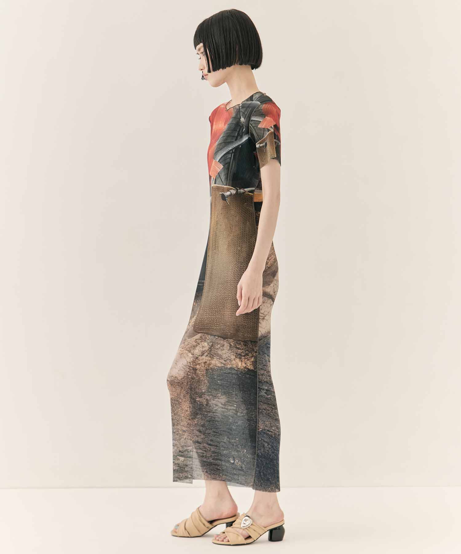 SHEER GRAPHIC DRESS SHORTSLEEVE kotohayokozawa