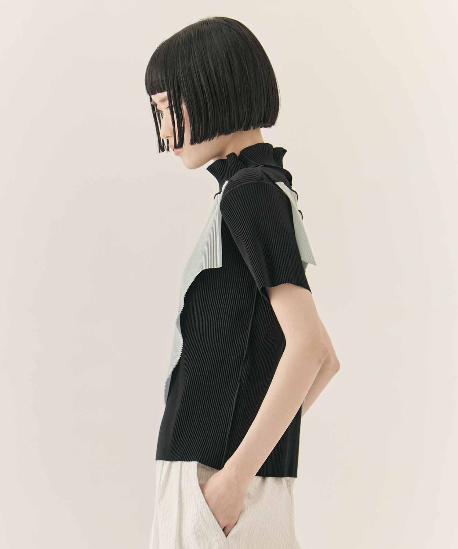 TODO WAVE TOP SHORTSLEEVE HIGHNECK kotohayokozawa