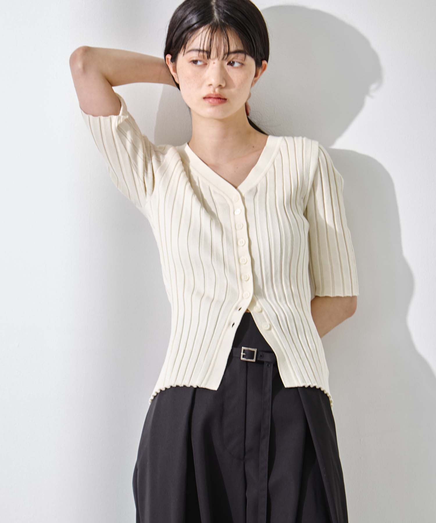 Silk Viscose Wide Rib Cardigan STUDIOUS