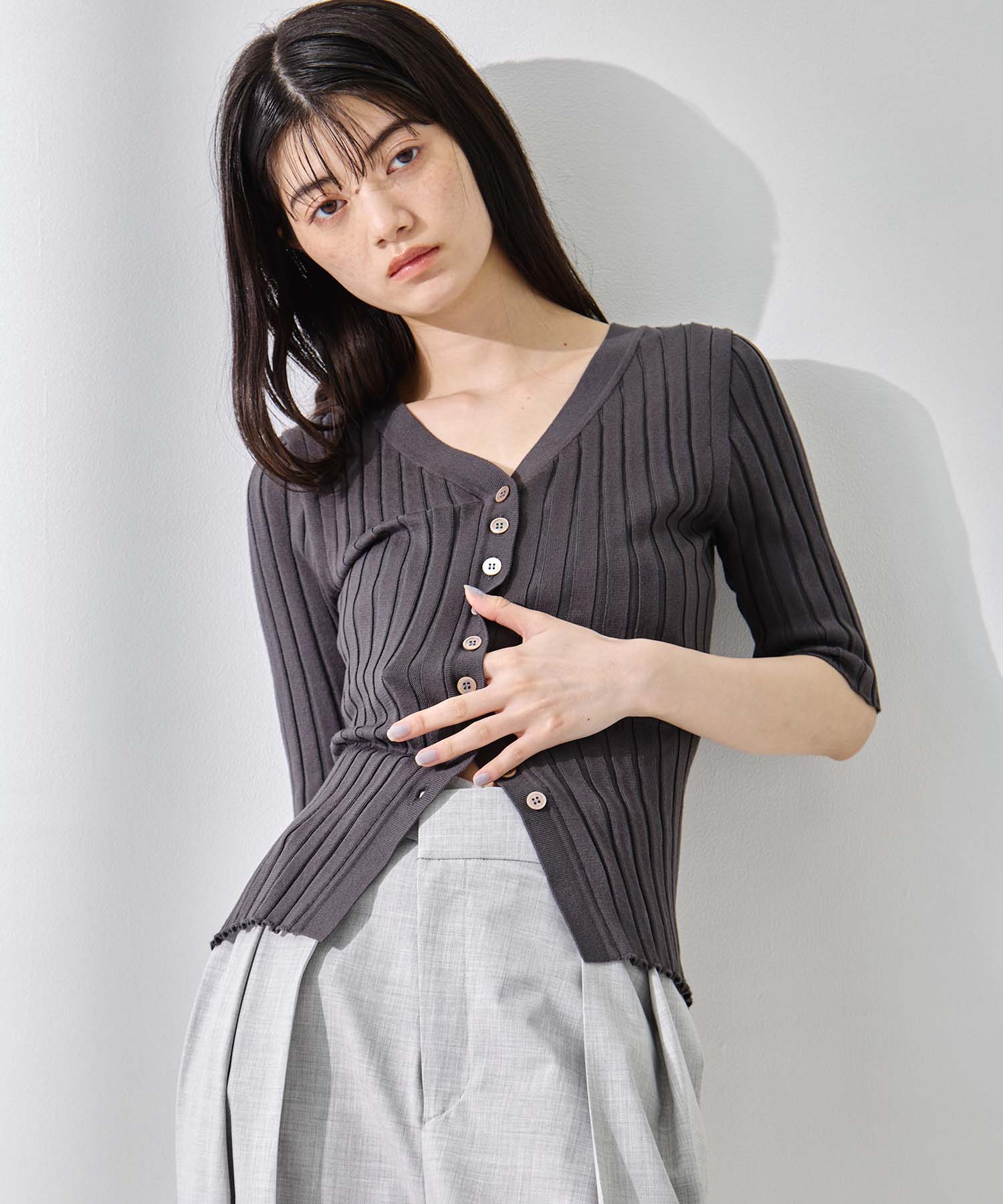 Silk Viscose Wide Rib Cardigan STUDIOUS
