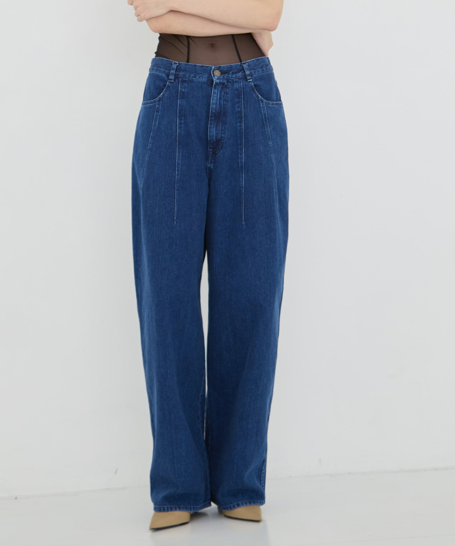 Miriam panel denim pants AKIRANAKA