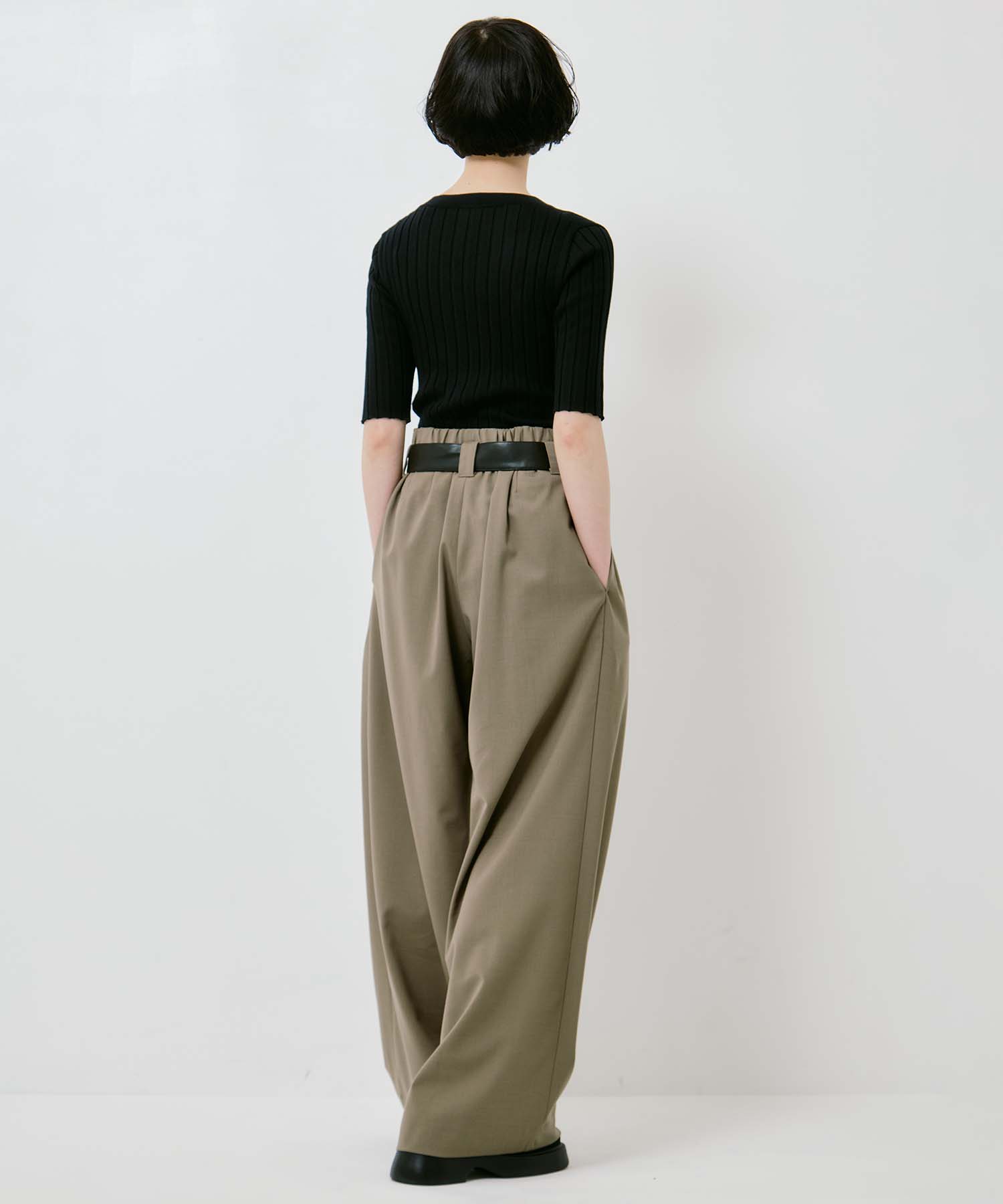 Summer Wool Belted Trousers STUDIOUS