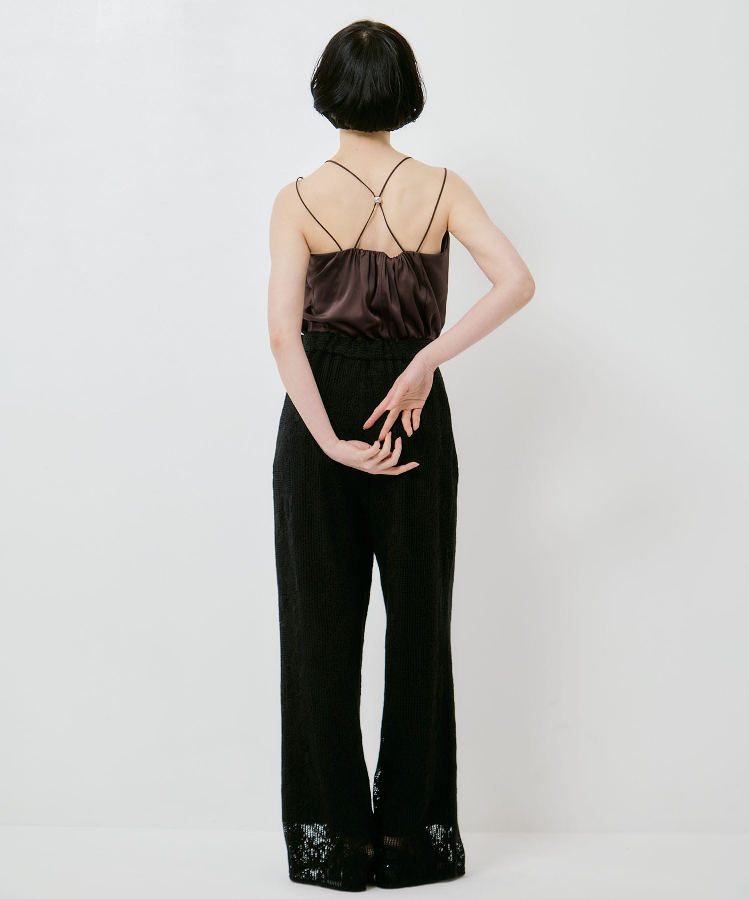 MESH DAMASK EMBROIDERY PANTS AMERI