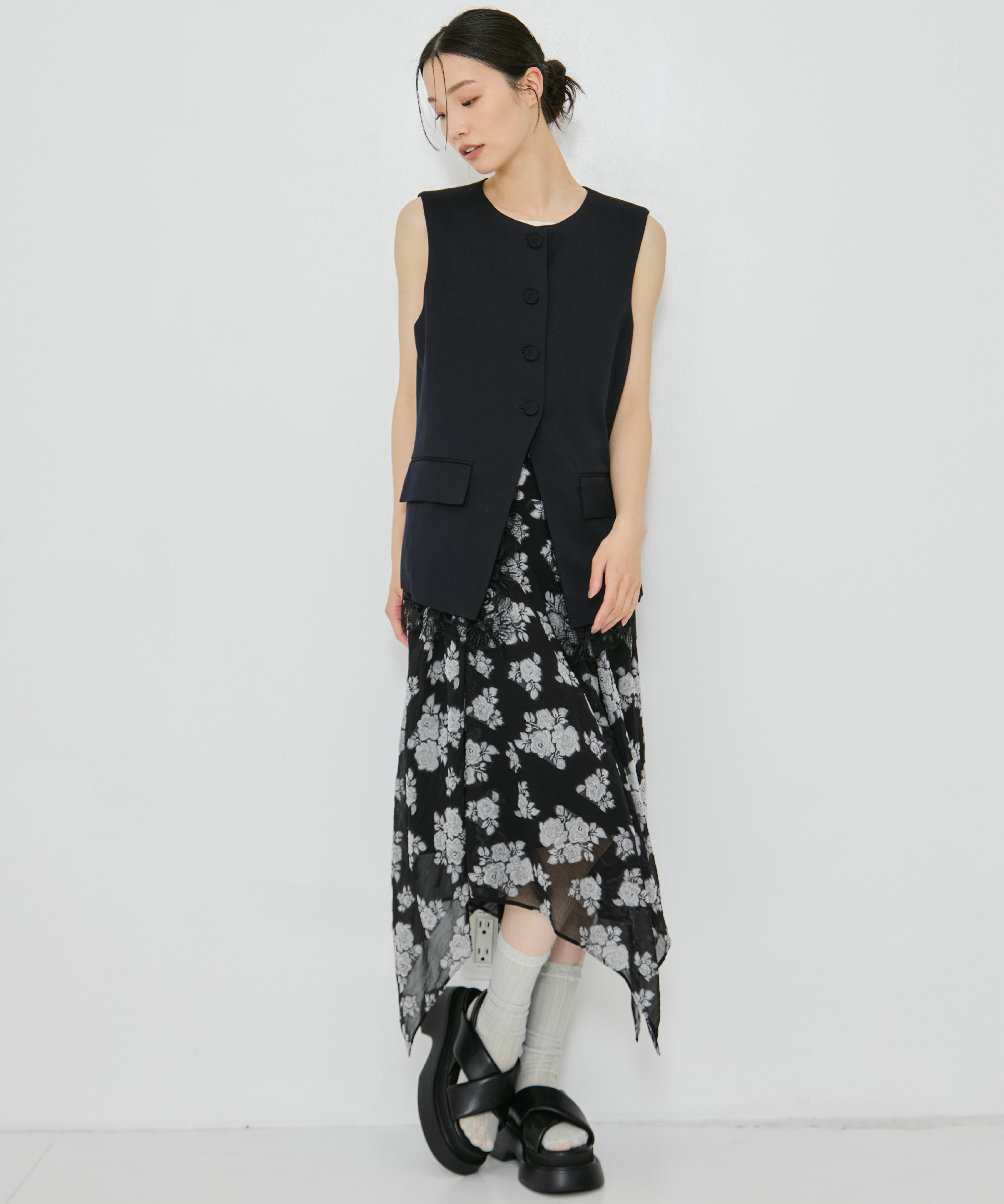 DRAPED FLORAL JACQUARD SKIRT FETICO