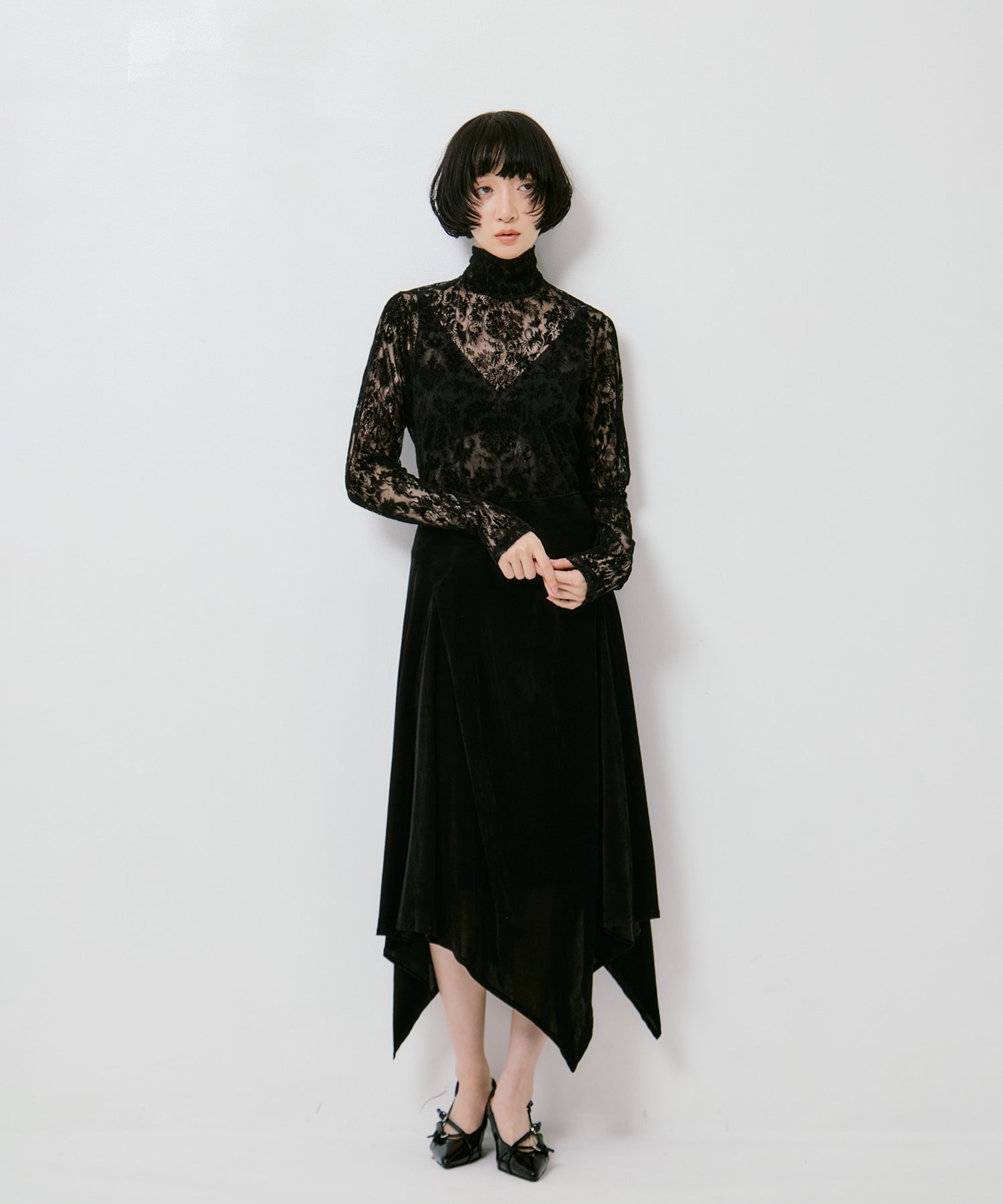 VELVET TULLE GATHERED SKIRT FETICO