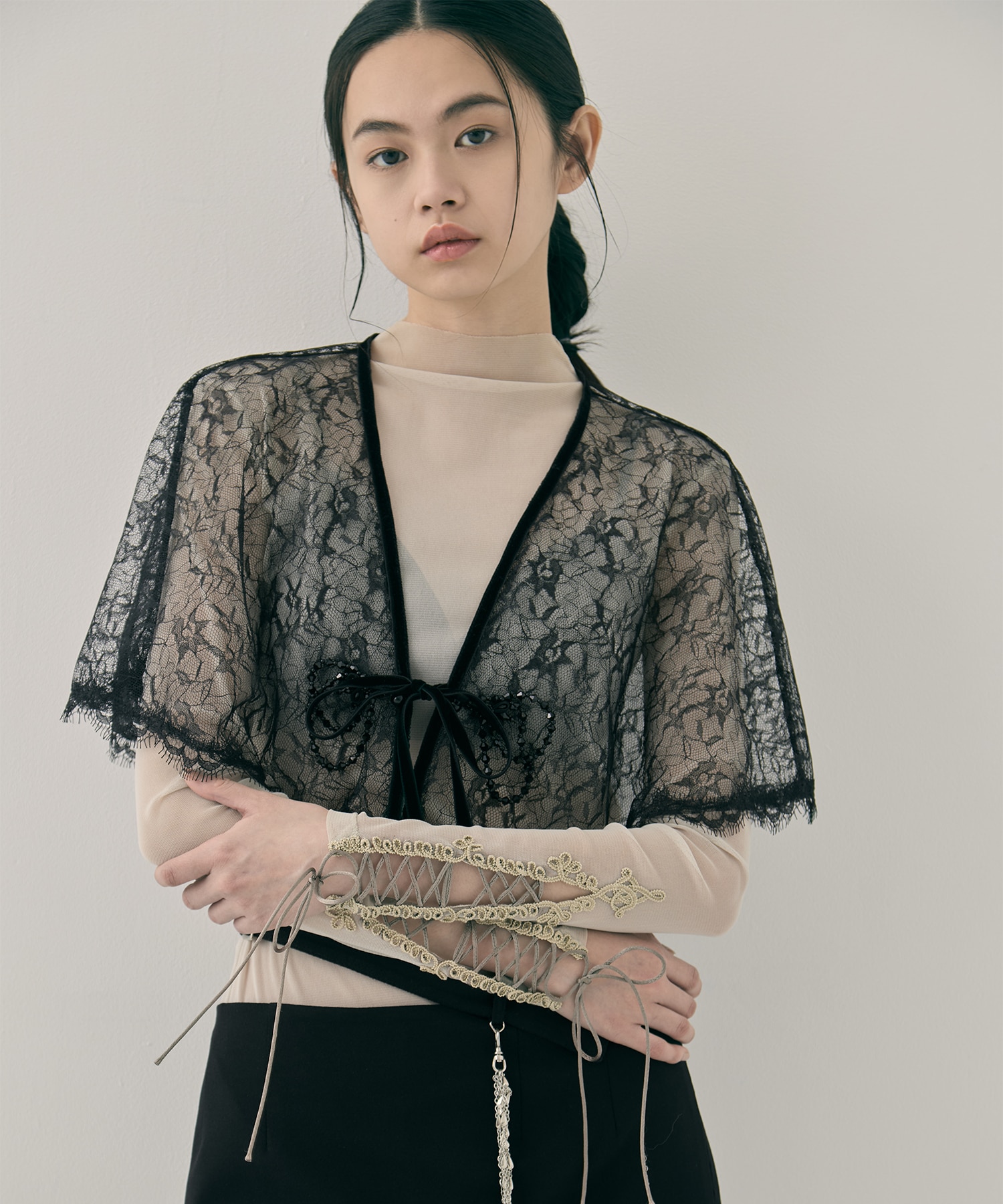 flower lace velvet ribbon cape tanakadaisuke