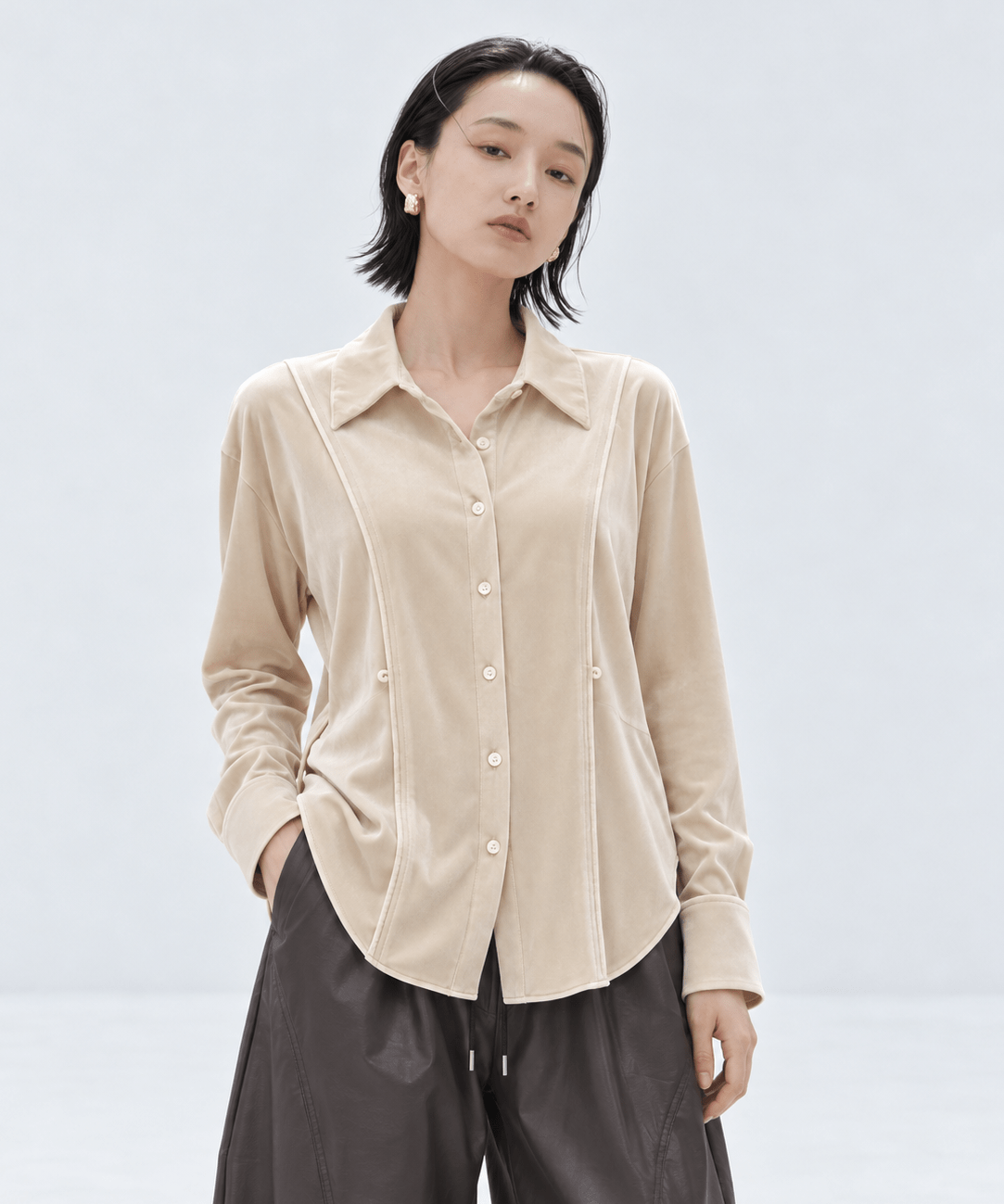 Strech Velour Shirt STUDIOUS