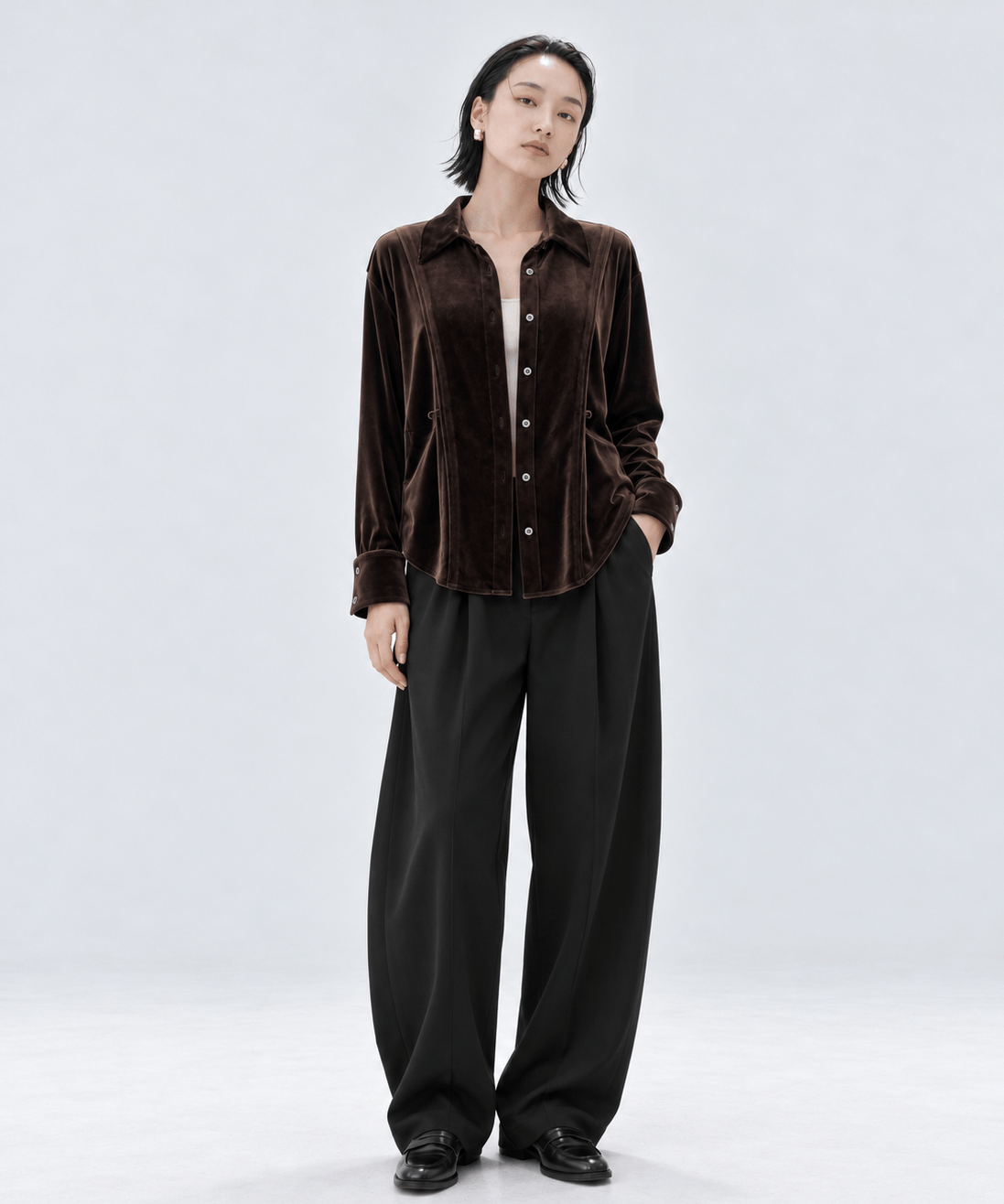 Strech Velour Shirt STUDIOUS