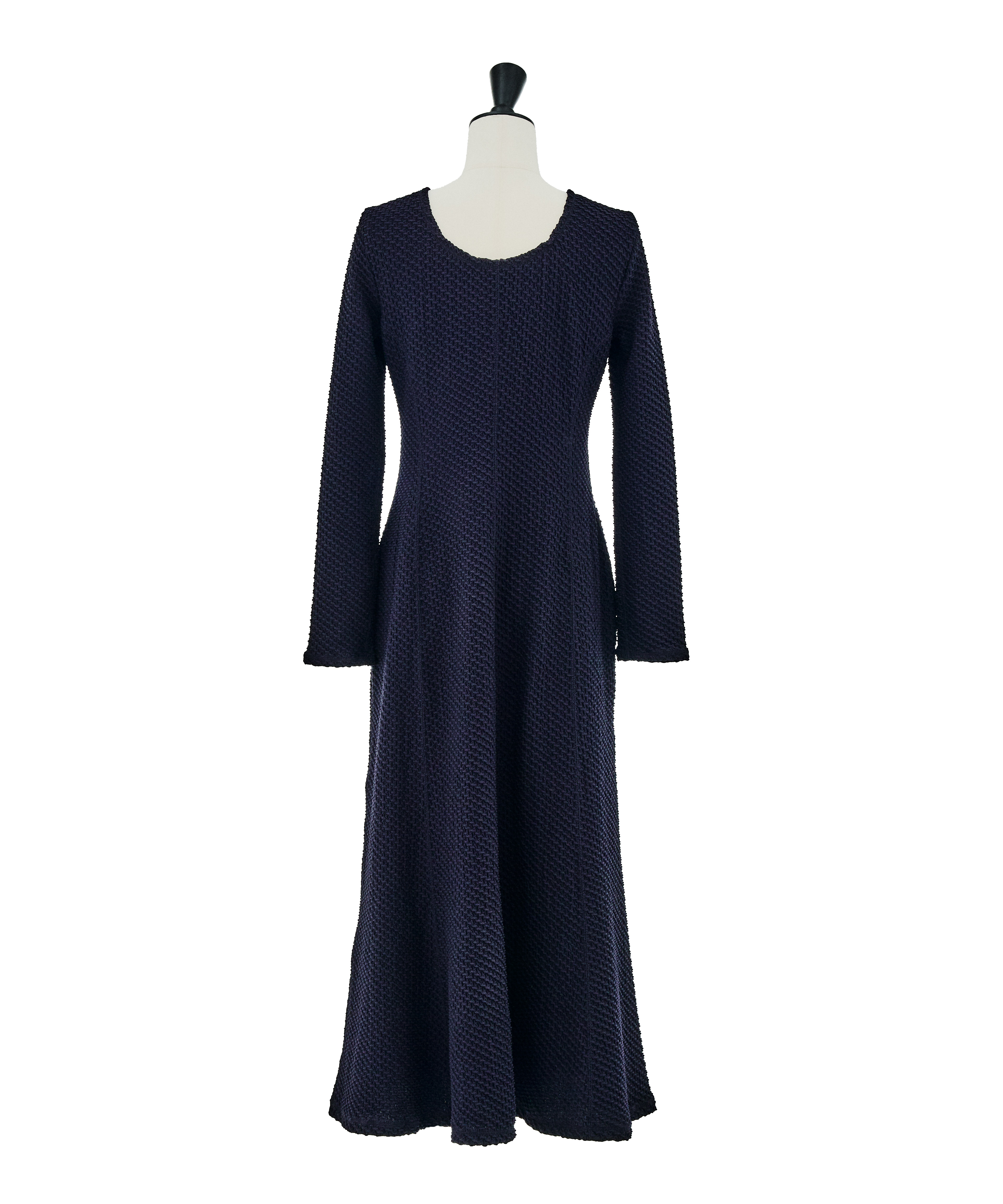 Shirring Jersey Jacquard Long Sleeve Dress Mame Kurogouchi