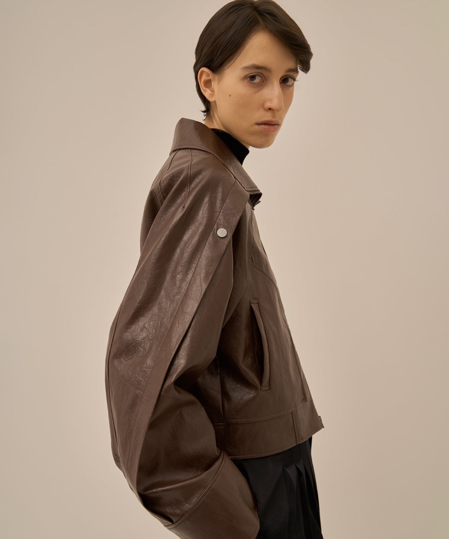 Charie faux leather blouson AKIRANAKA