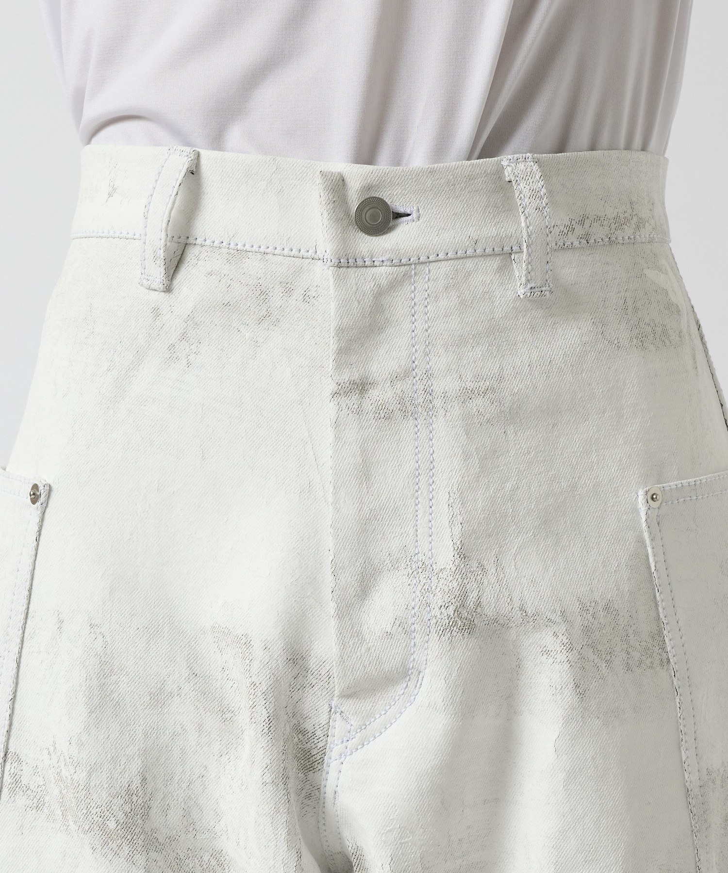 Side Pocket Wide Pants(White Hand Painting) Nomat