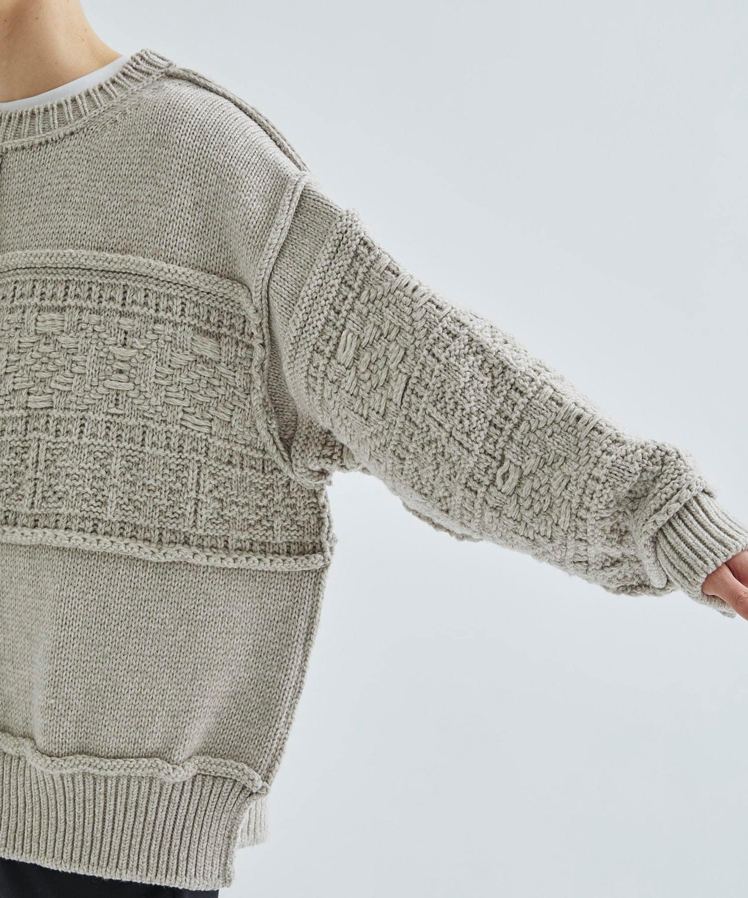 PATCHWORK KNIT SWEATER｜Name.