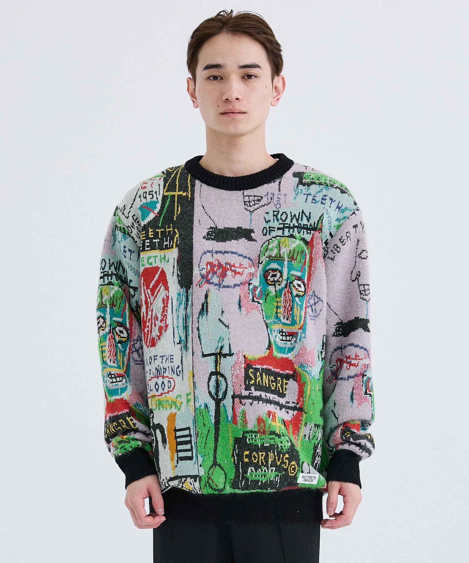 短納期対応 CREW 22FW WACKO MARIA Lサイズ BASQUIAT CREW NECK