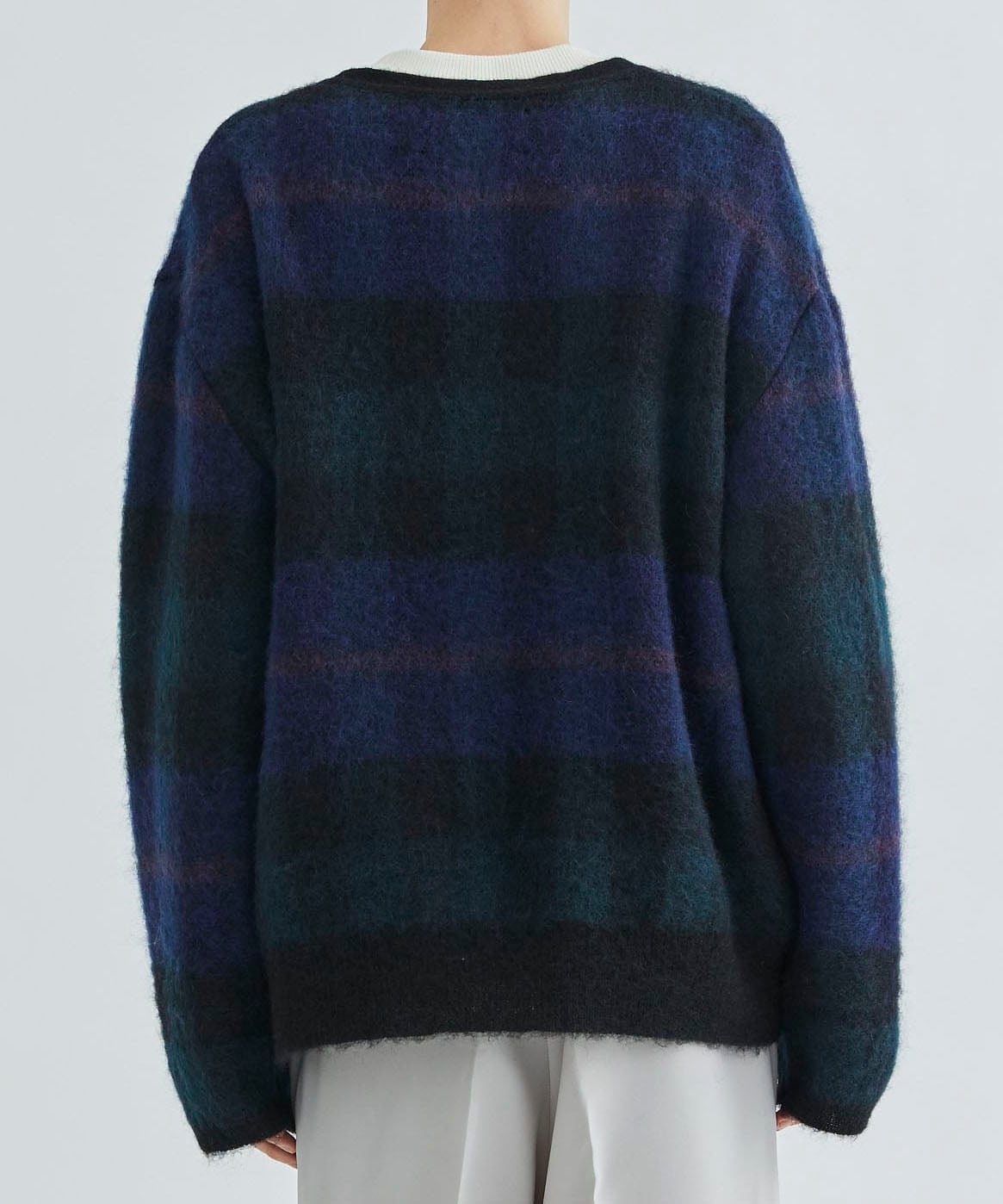 MOHAIR CHECK KNIT CARDIGAN｜CITY
