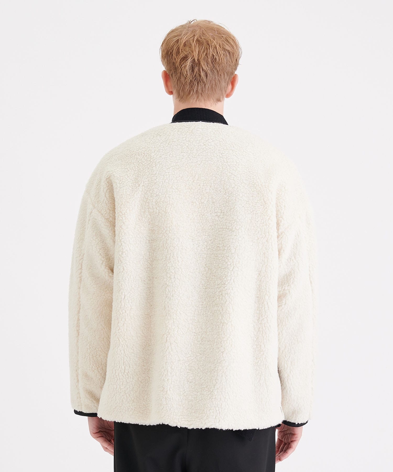 Wool Mix Boa Collarless Riders Blouson | CULLNI