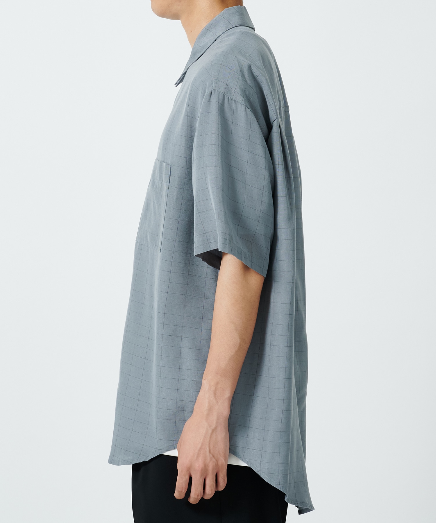 〈別注〉GRID CHECK DROP SHOULDER REGULAR COLLAR S/S SH ATTACHMENT