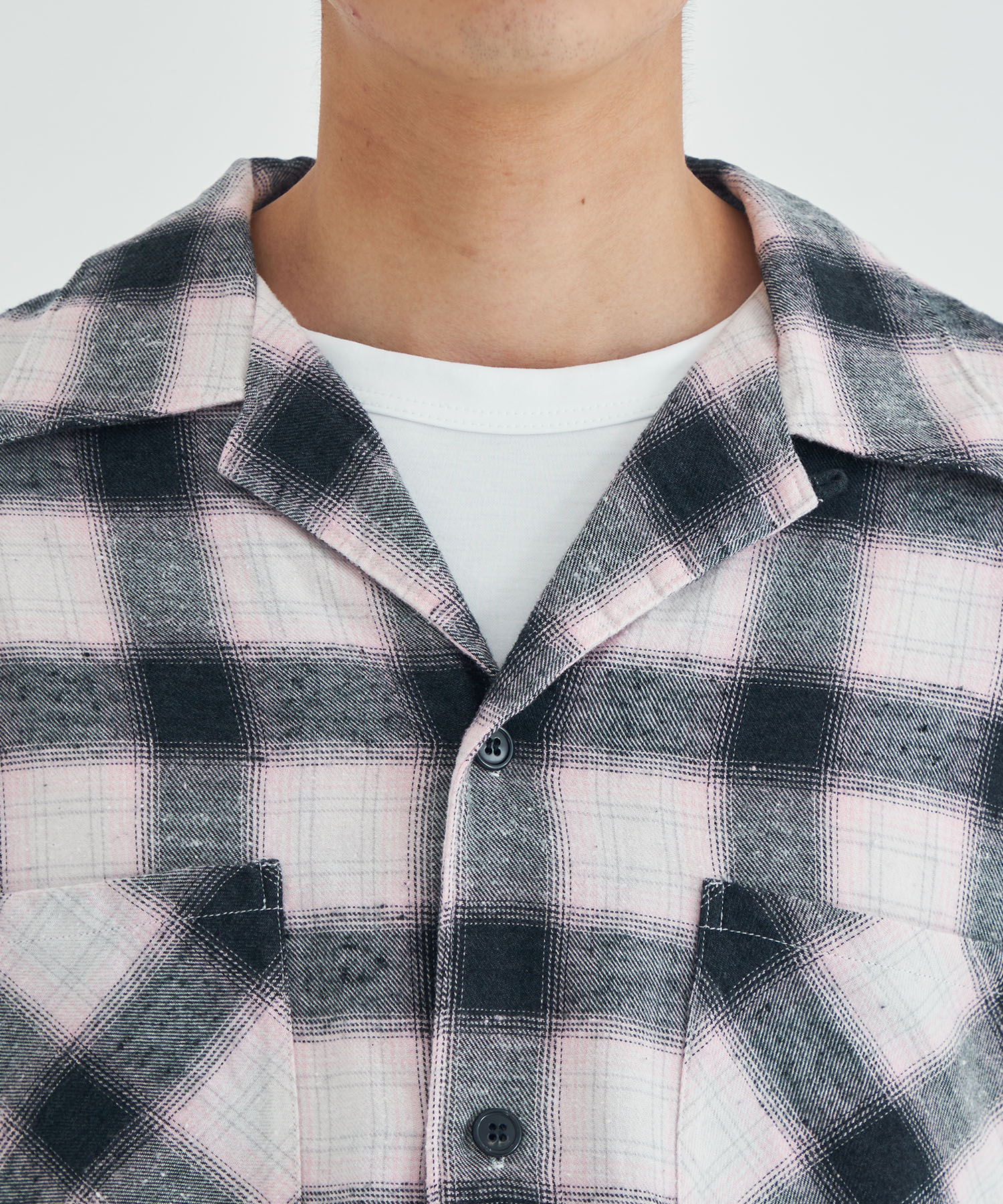 Short-sleeve ombre checked shirt | UNUSED