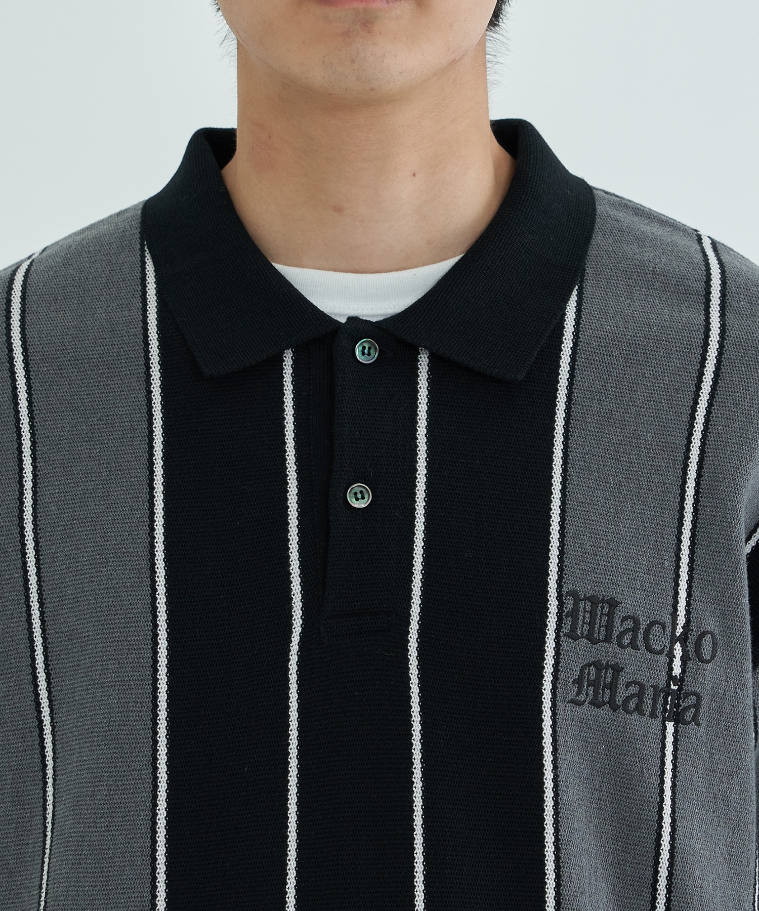 WACKOMARIA STRIPED KNIT POLO SHIRT(1476) | www.gamescaxas.com