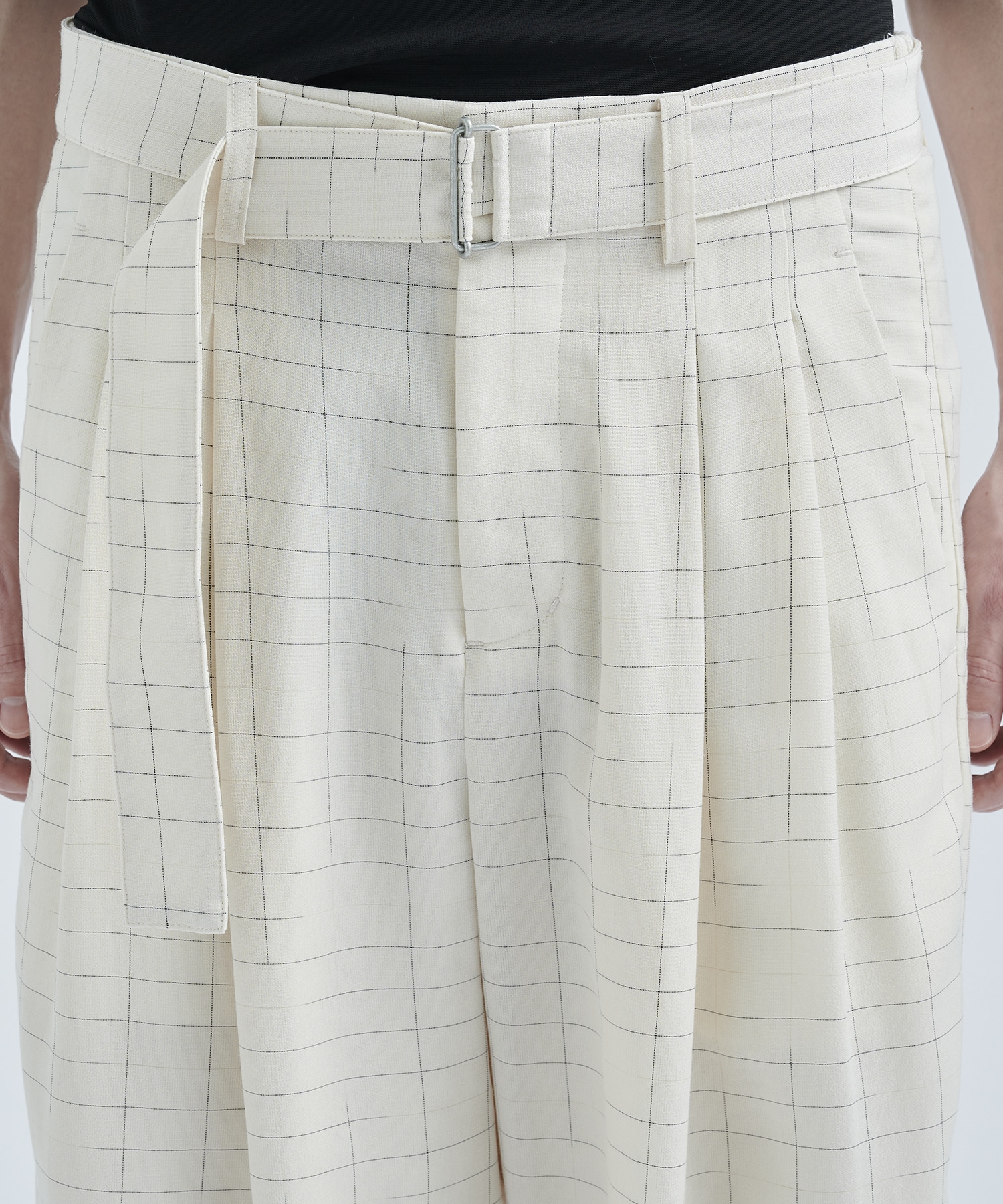 別注>GRID CHECK BELTED WIDE TAPERED SLACKS｜ATTACHMENT