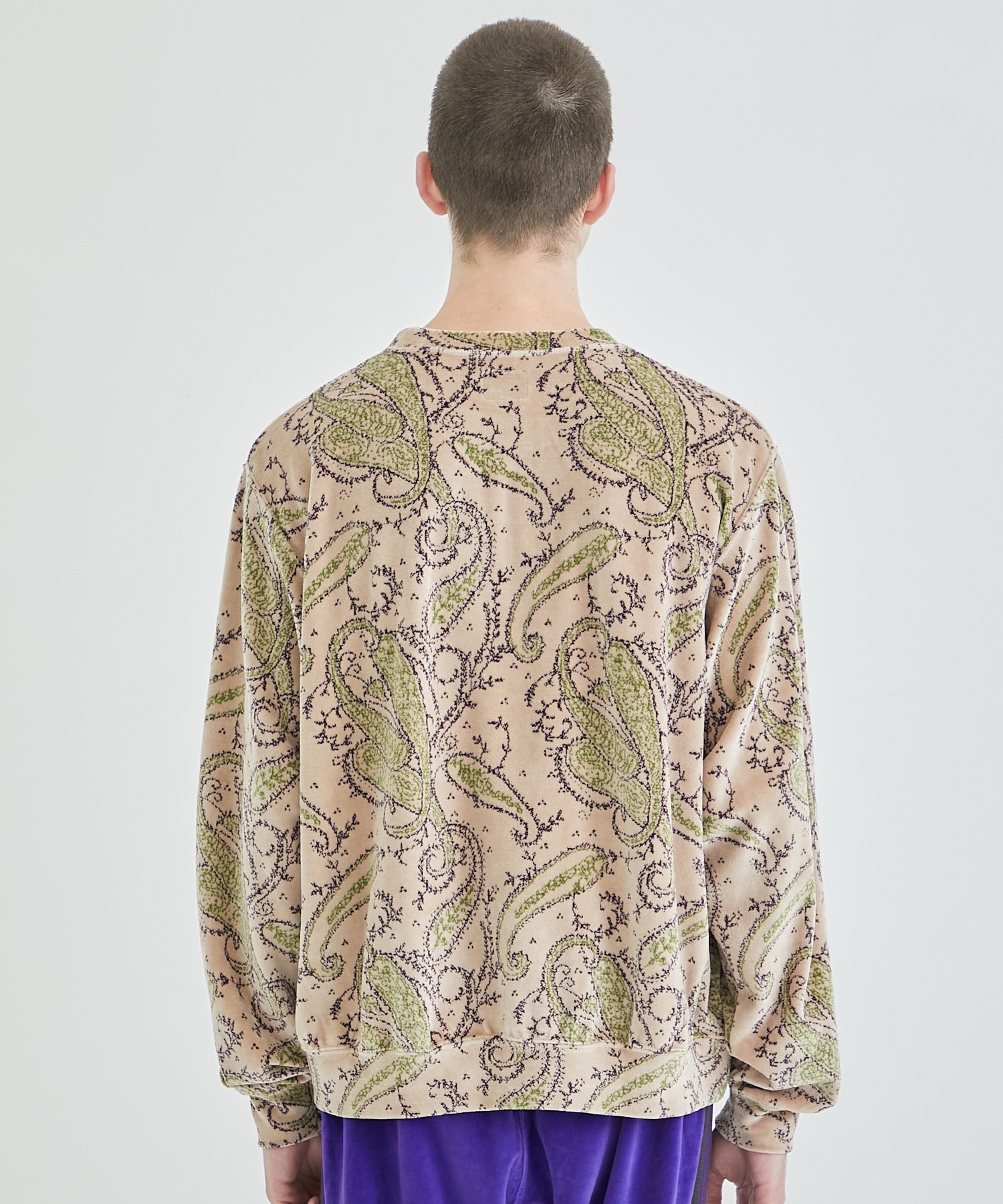 Crew Sweat Shirt - C/PE Paisley Velour Jq.｜NEEDLES